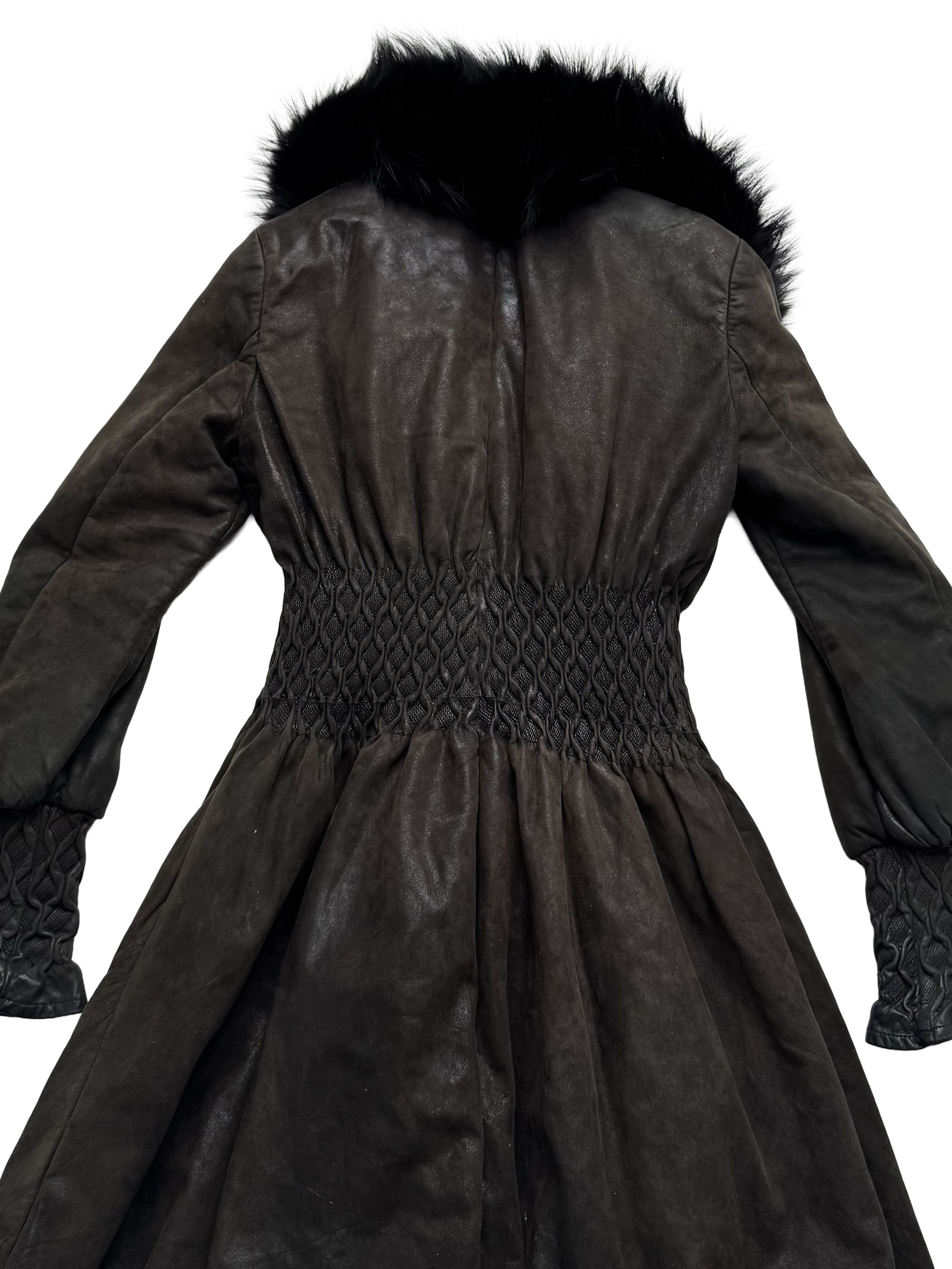 Vintage Vintage Leather Coat Real Fur Collar Long Winter Dress Coat Size XS / US 0-2 / IT 36-38 - 15 Thumbnail