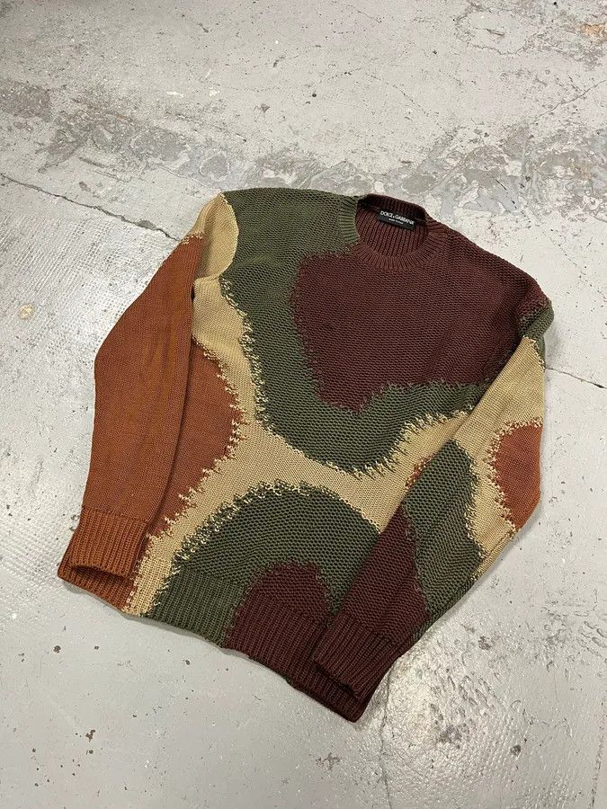 Dolce & Gabbana 2010s Dolce & Gabbana Green & Brown Abstract Knit Sweater Size US M / EU 48-50 / 2 - 4 Thumbnail