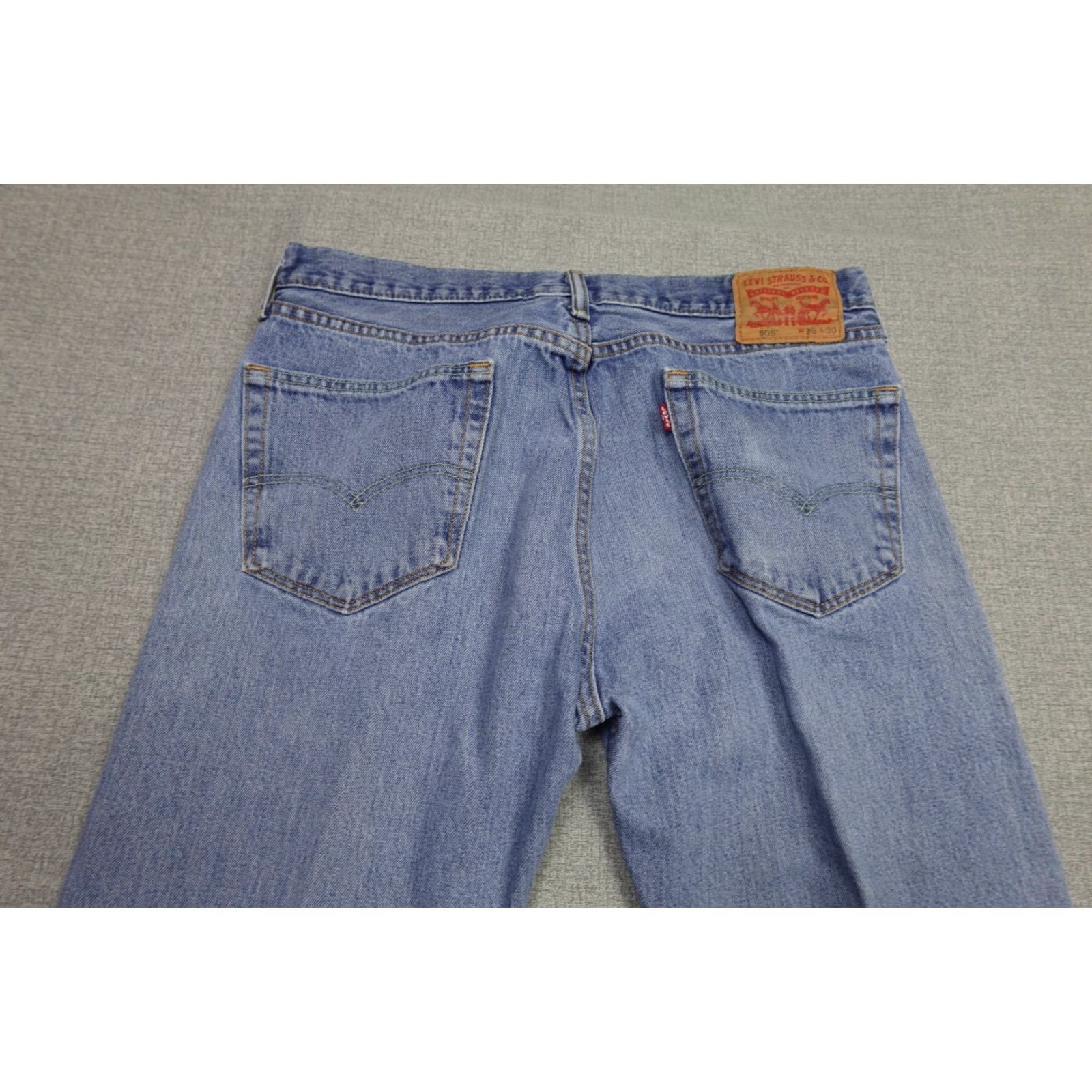 Levi's Levi's 505 Jeans Mens 36x30 Blue Regular Fit Straight Leg Light Wash 100% Cotton Size US 36 / EU 52 - 5 Thumbnail