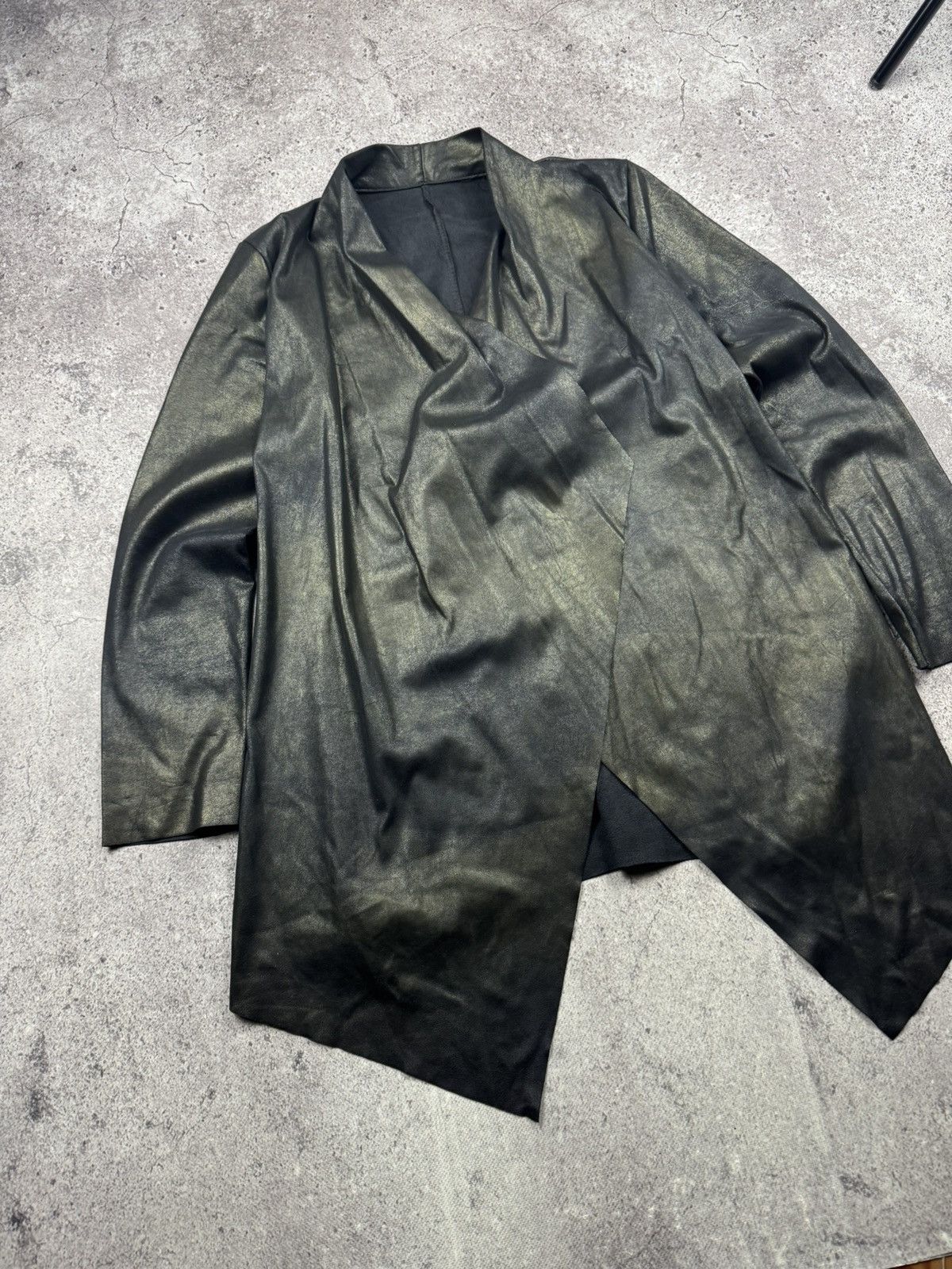 Japanese Brand Rick Owens Asymmetrical Y2K Faux Leather Jacket Japanesse Size M / US 6-8 / IT 42-44 - 2 Thumbnail