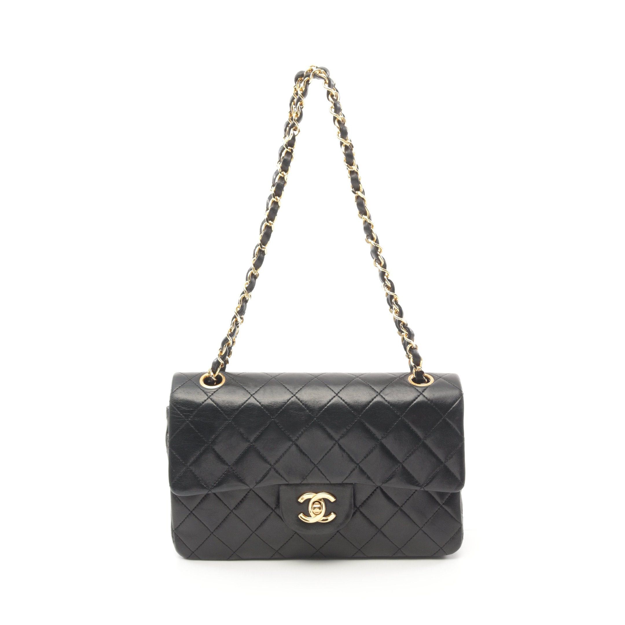 Chanel Chanel Matelasse Double Flap Chain Shoulder Bag Lambskin Black Gold Hardware Size ONE SIZE - 1 Thumbnail