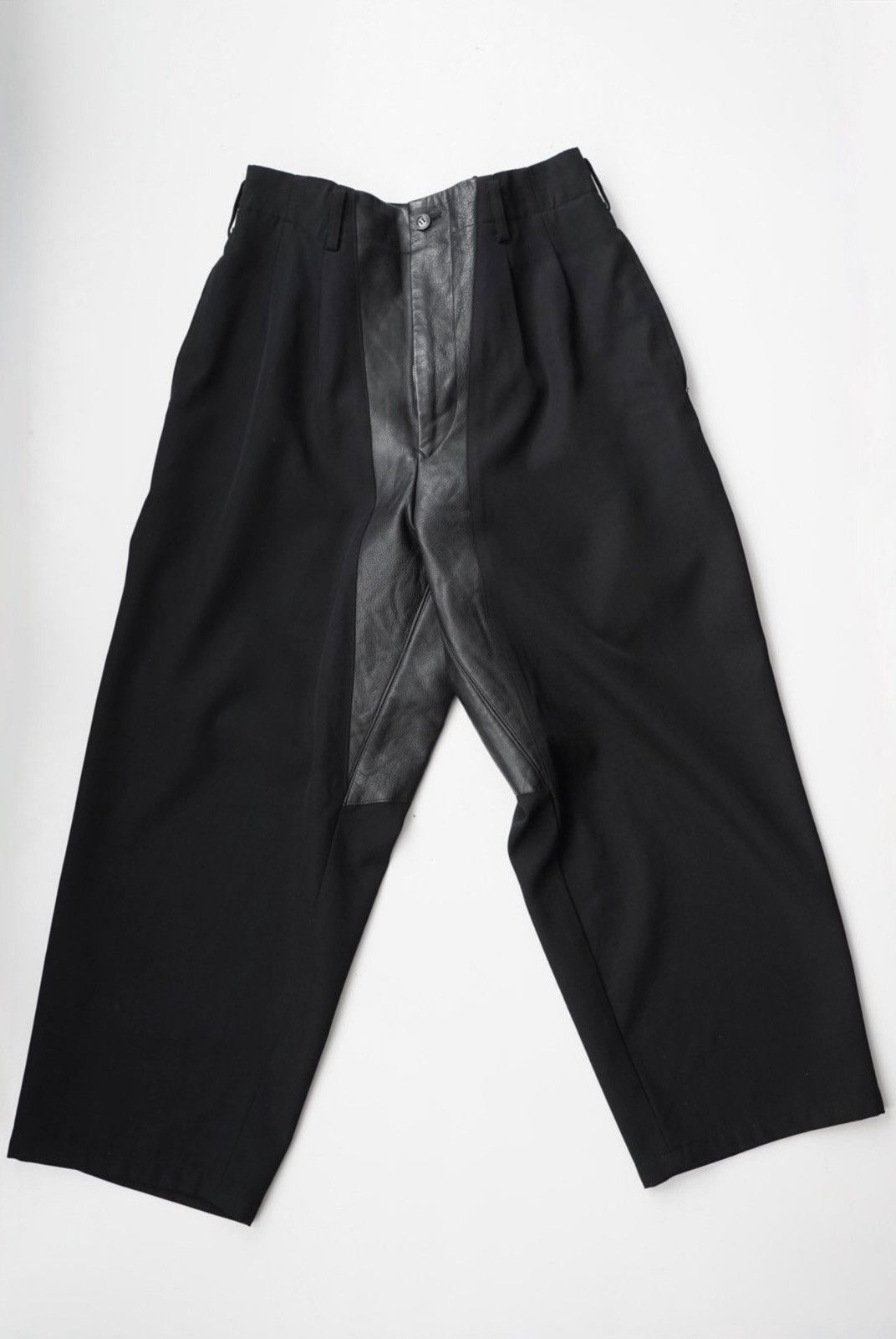 Yohji Yamamoto Yohji Yamamoto Pour Homme AW96 Leather Paneled Trousers Size US 32 / EU 48 - 1 Thumbnail