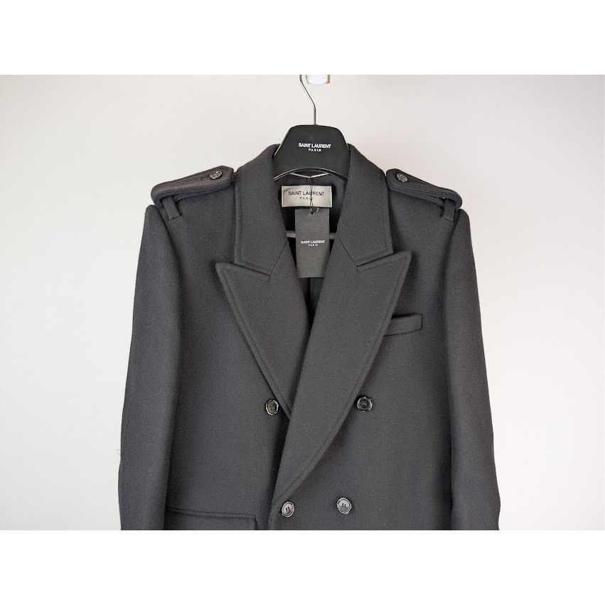 Saint Laurent Paris o1rshd1 Long Officer Coat in Wool Gabardine in Grey Size US M / EU 48-50 / 2 - 3 Thumbnail