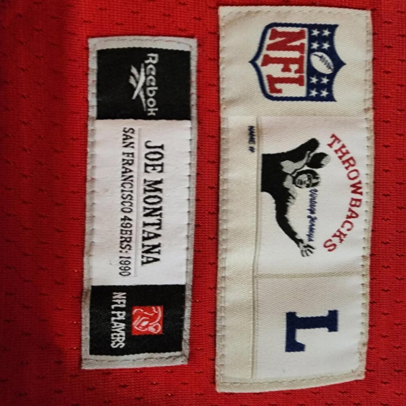 Reebok Joe Montana San Fran 49er's 1990 Throwback Reebok Sz L Size US L / EU 52-54 / 3 - 8 Thumbnail