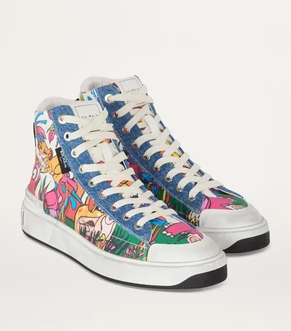 Balmain o1s1wg111225 B-Court High Top Sneakers in Multicolor Size US 8 / EU 41 - 2 Thumbnail