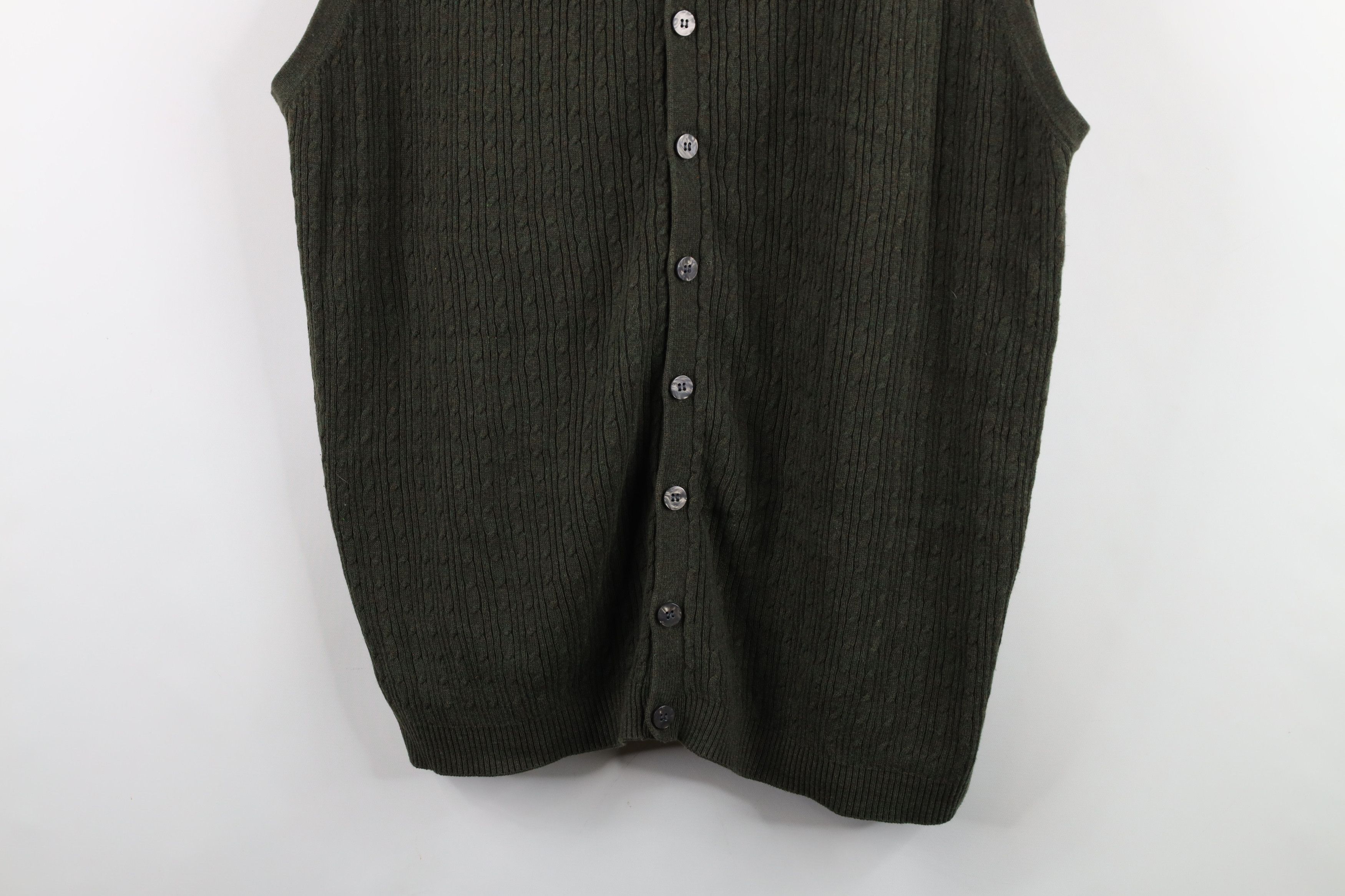 Vintage Vintage 90s Streetwear Blend Cable Knit Sweater Vest Green Size US XL / EU 56 / 4 - 3 Thumbnail