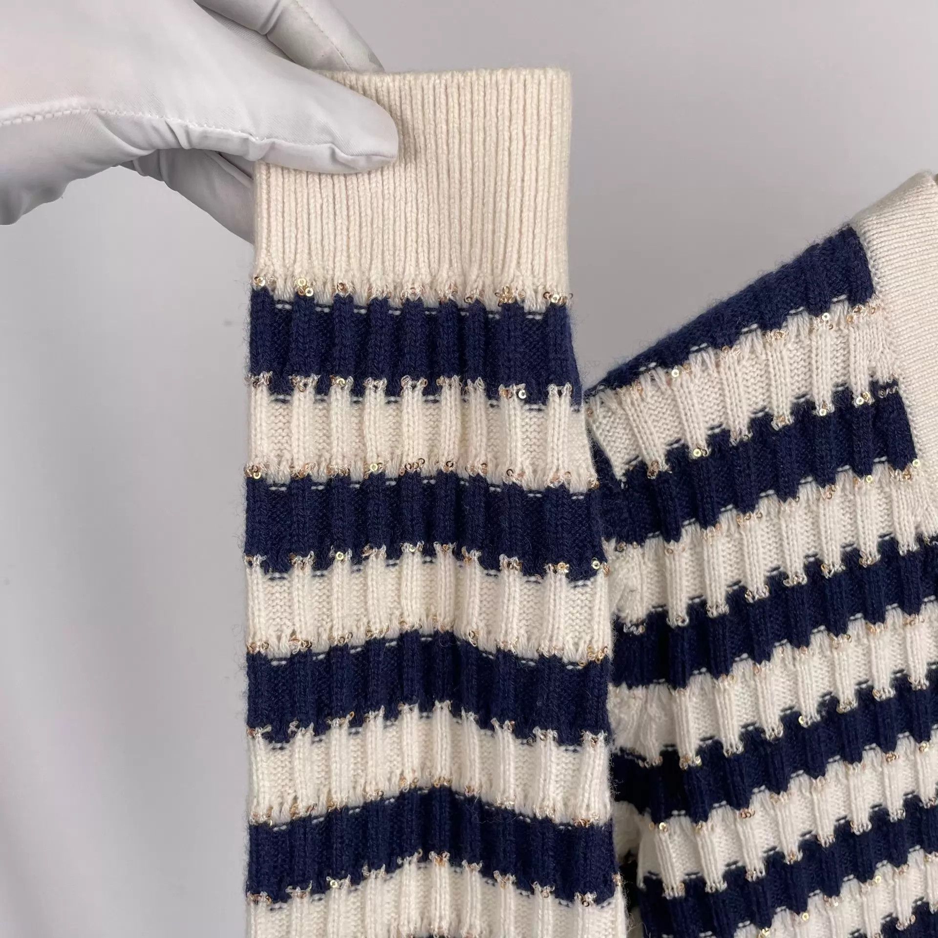Chanel Chanel Women's Striped Sequin Knit Cardigan 38 Size S / US 4 / IT 40 - 9 Thumbnail