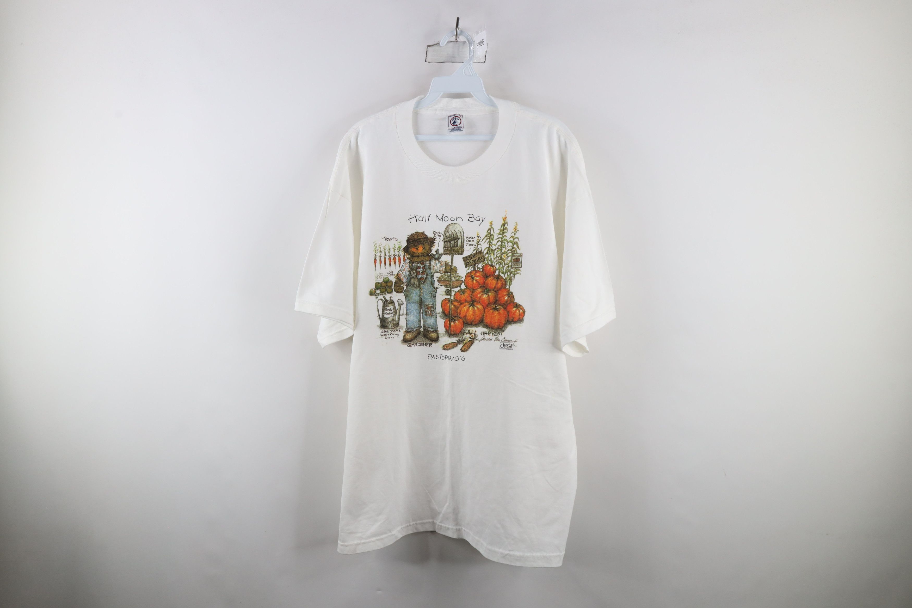 Vintage Vintage 90s Streetwear Pastornios Scarecrow Pumpkin T-Shirt Size XL / US 12-14 / IT 48-50 - 1 Thumbnail