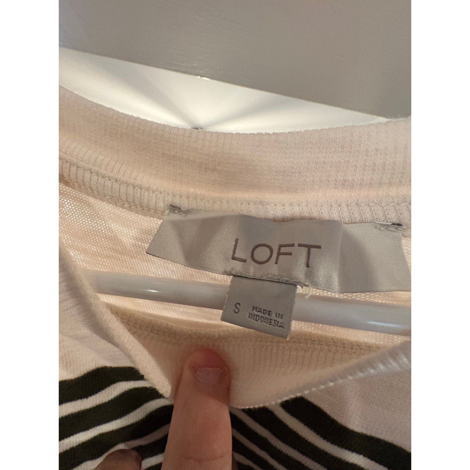 Loft LOFT Women’s Small Black Cream Striped Long Sleeve Top Size S / US 4 / IT 40 - 3 Thumbnail