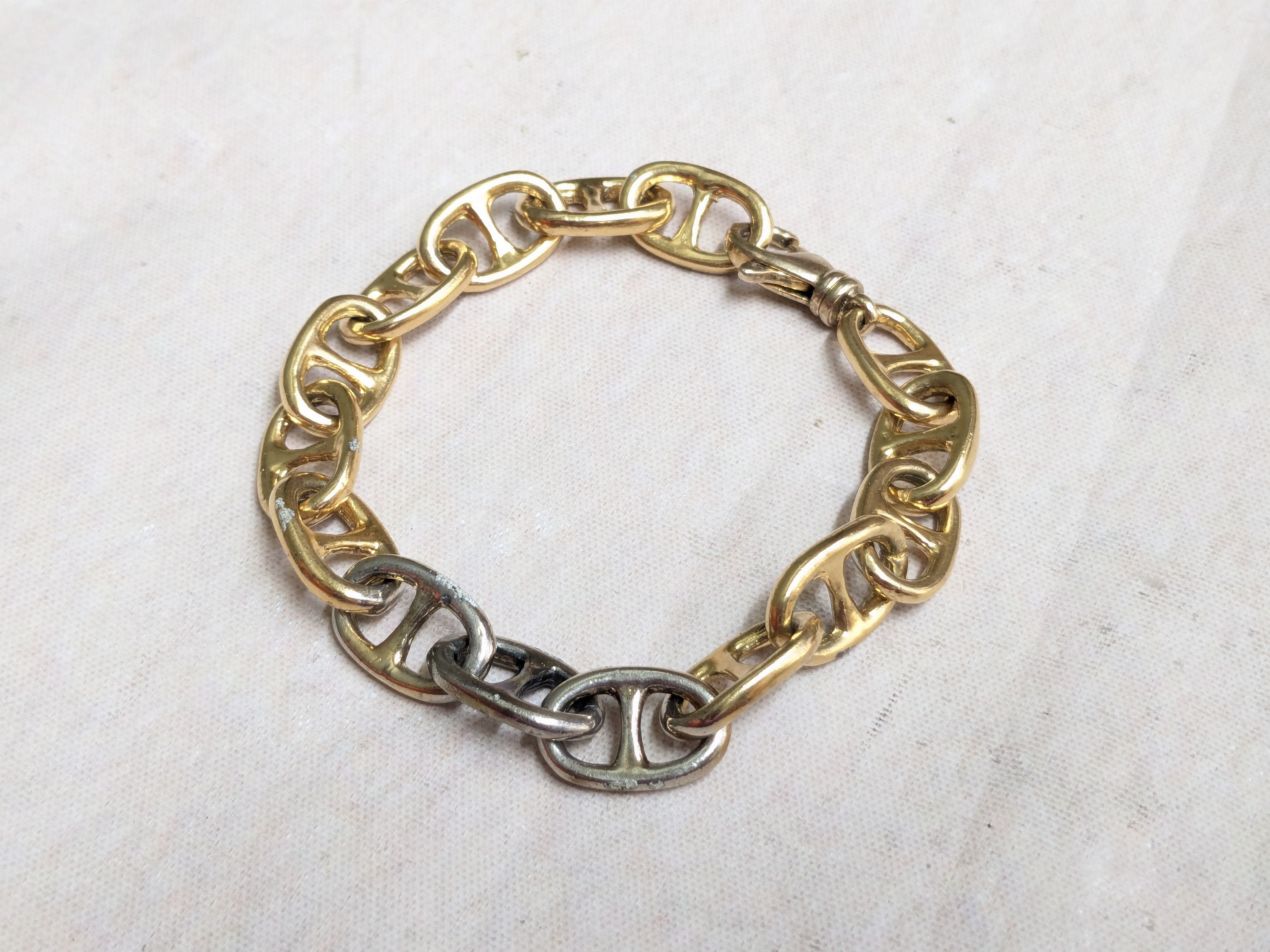 Jewelry Vintage Sterling Silver Bracelet Anchor Mariner Gold 7.25 Size ONE SIZE - 4 Thumbnail