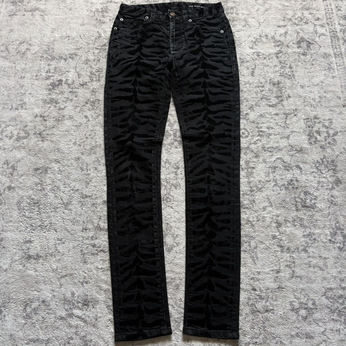 Saint Laurent Paris D05 Velour Zebra Skinny Jeans | Size 26