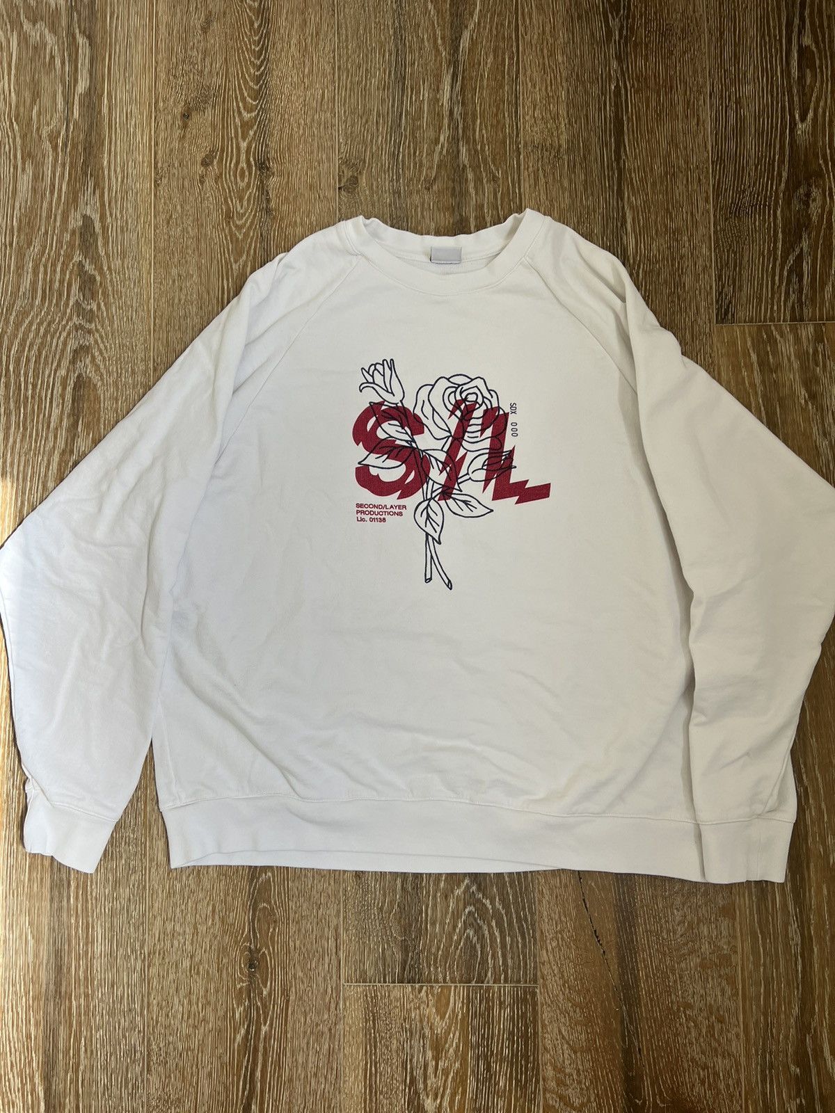 Second Layer Second layer shattered rose raglan pullover sweater Grailed