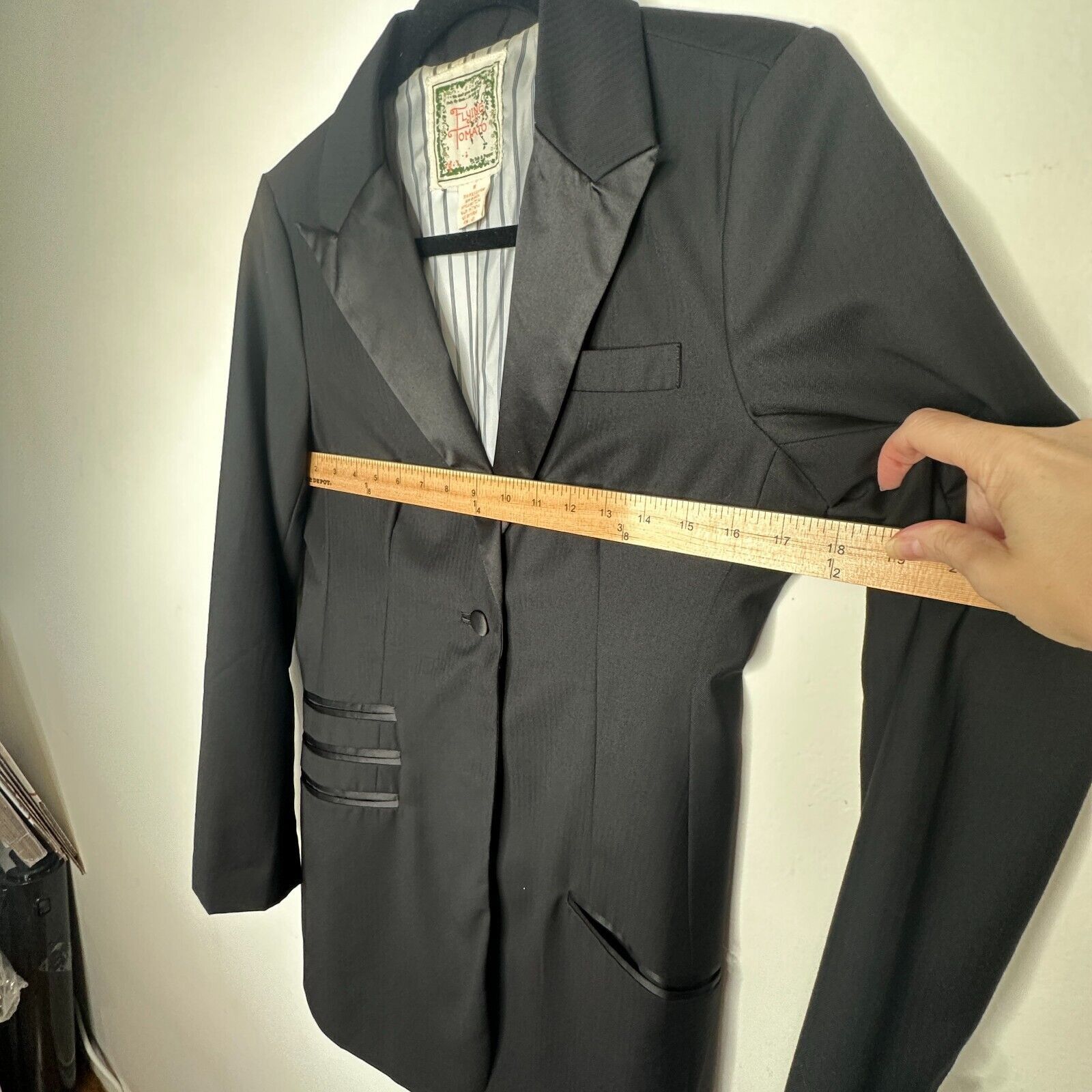 Other Flying Tomato Black Long Tuxedo Blazer Satin Trim M Size M / US 6-8 / IT 42-44 - 9 Thumbnail