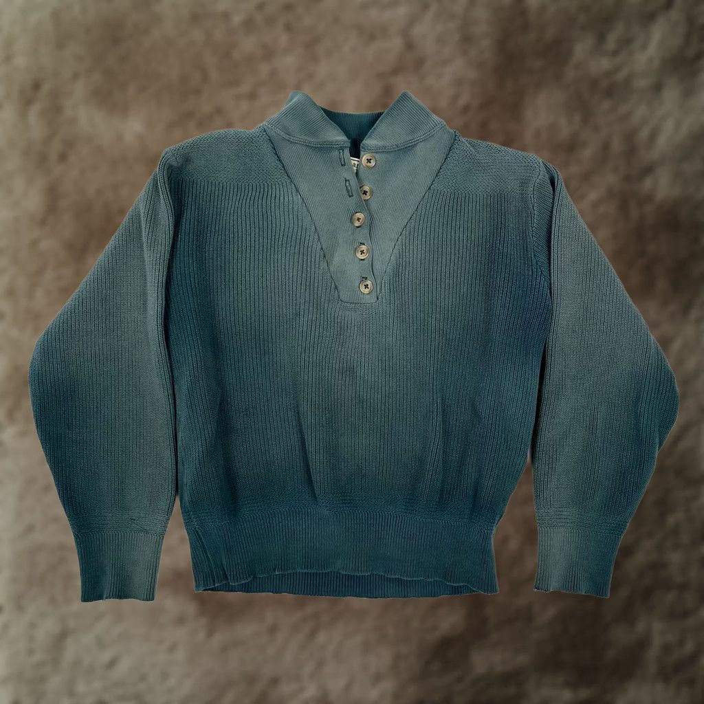 Vintage VINTAGE L.L. Bean Sweater Womens M Green Mock Neck Henley Cotton Knit Made USA Size M / US 6-8 / IT 42-44 - 1 Thumbnail