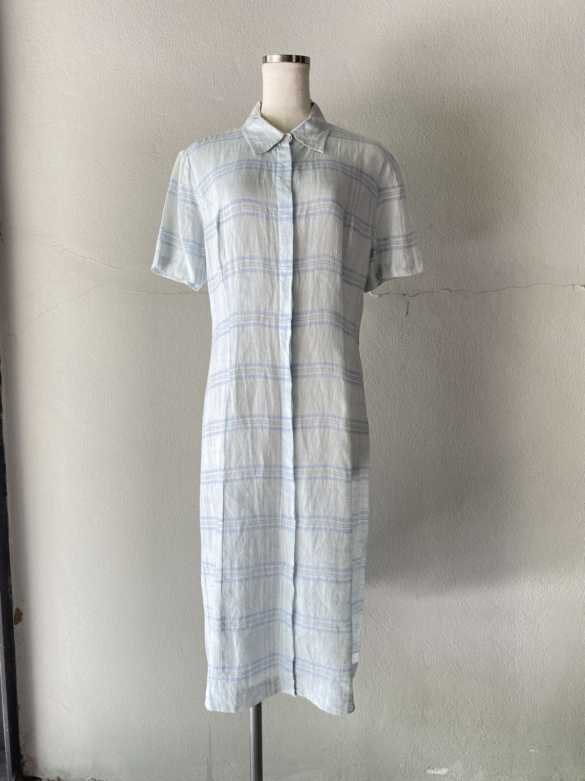 Burberry Burberry Light Blue Checkered Dress Size S / US 4 / IT 40 - 19 Thumbnail