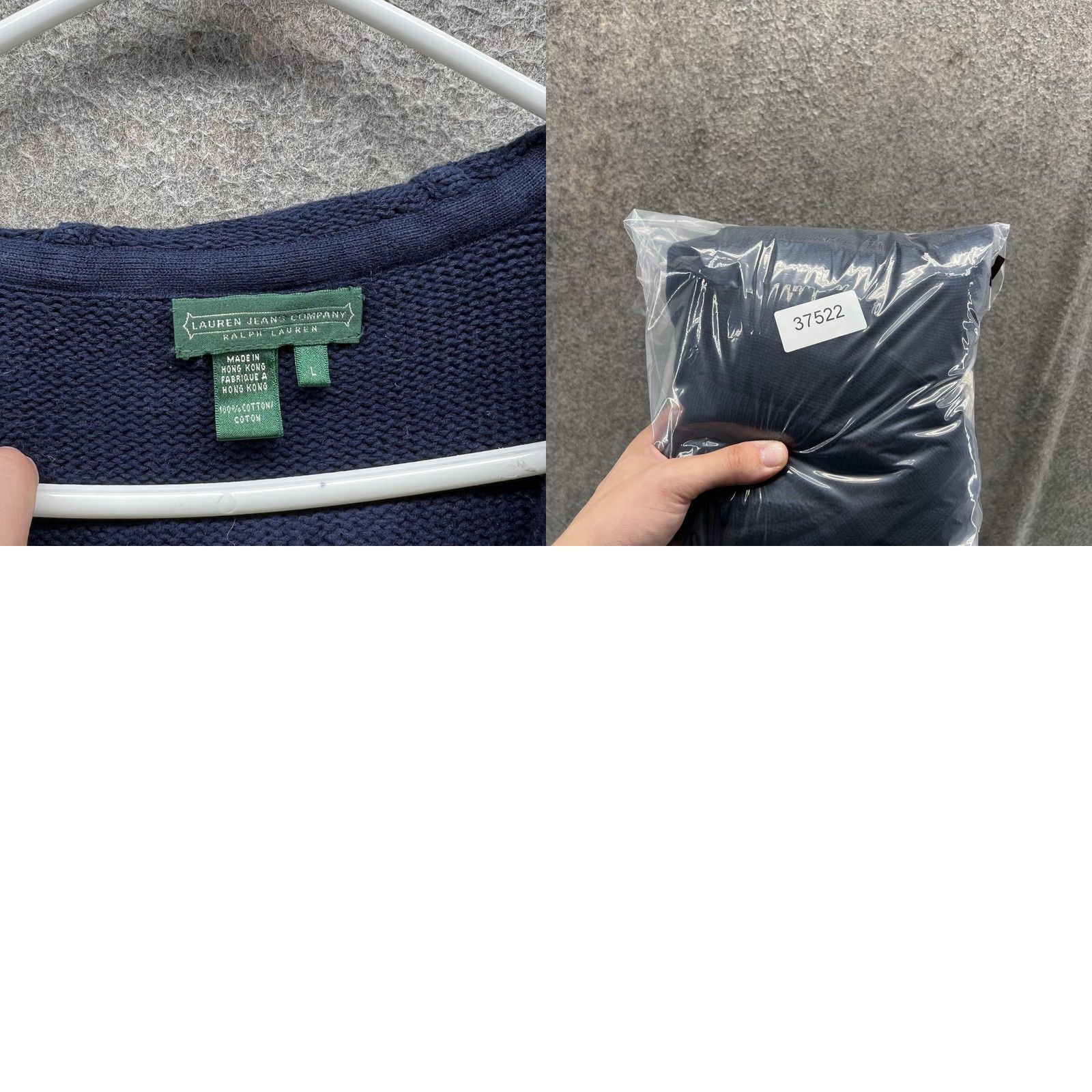 Ralph Lauren VINTAGE Lauren Jeans Company Sweater Womens Large Navy Hooded Toggle Cardigan Cotton Size L / US 10 / IT 46 - 8 Thumbnail