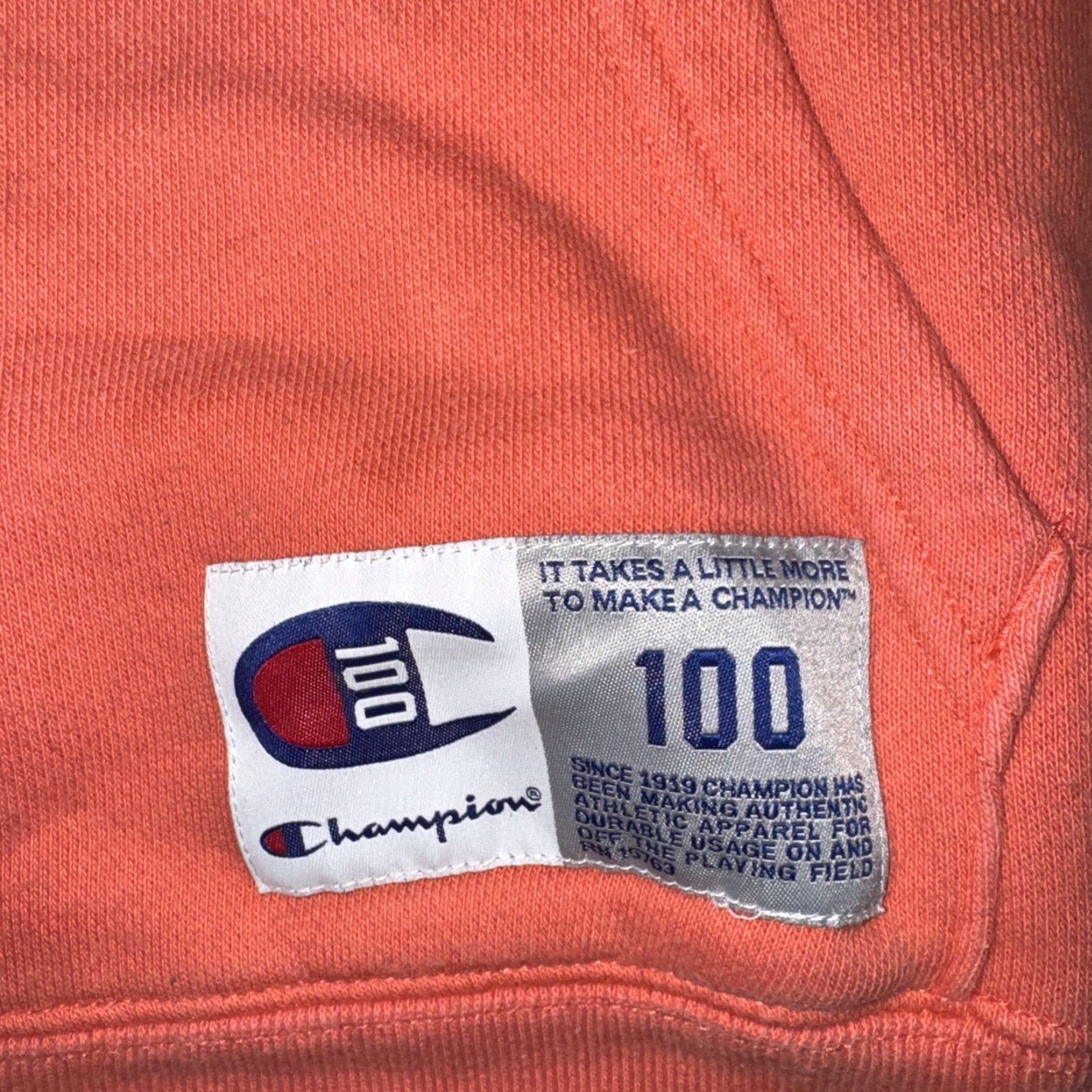 Champion VINTAGE Champion Reverse Weave Hoodie Peach M Men's Hoodie 100th Anniversary Rare Embroidered Logo 90s Streetwear Vintage Sports Cotton Blend Pullover Size US M / EU 48-50 / 2 - 3 Thumbnail