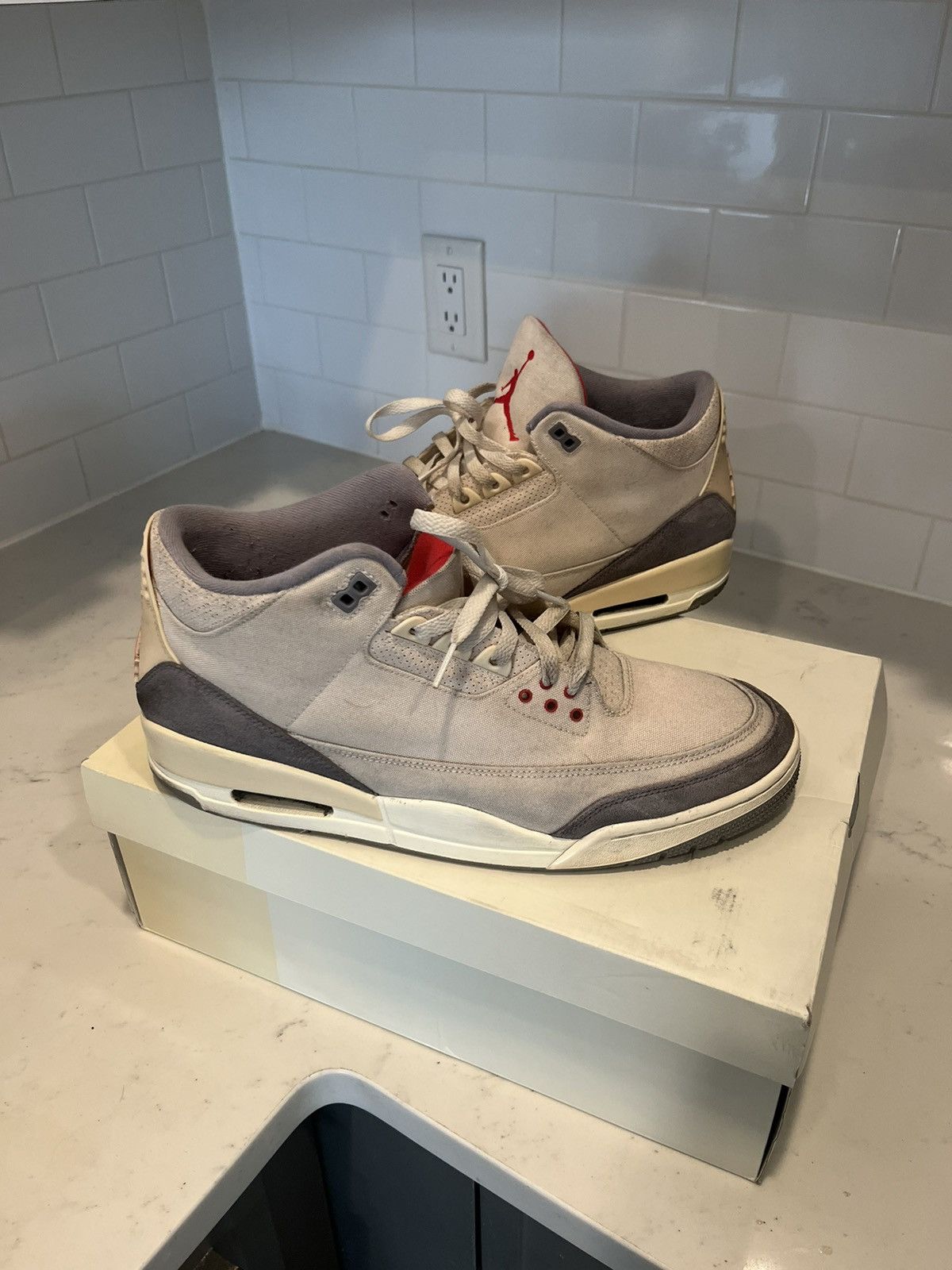 image of Jordan Brand 3 Muslin Shoes in Beige, Men's (Size 13)