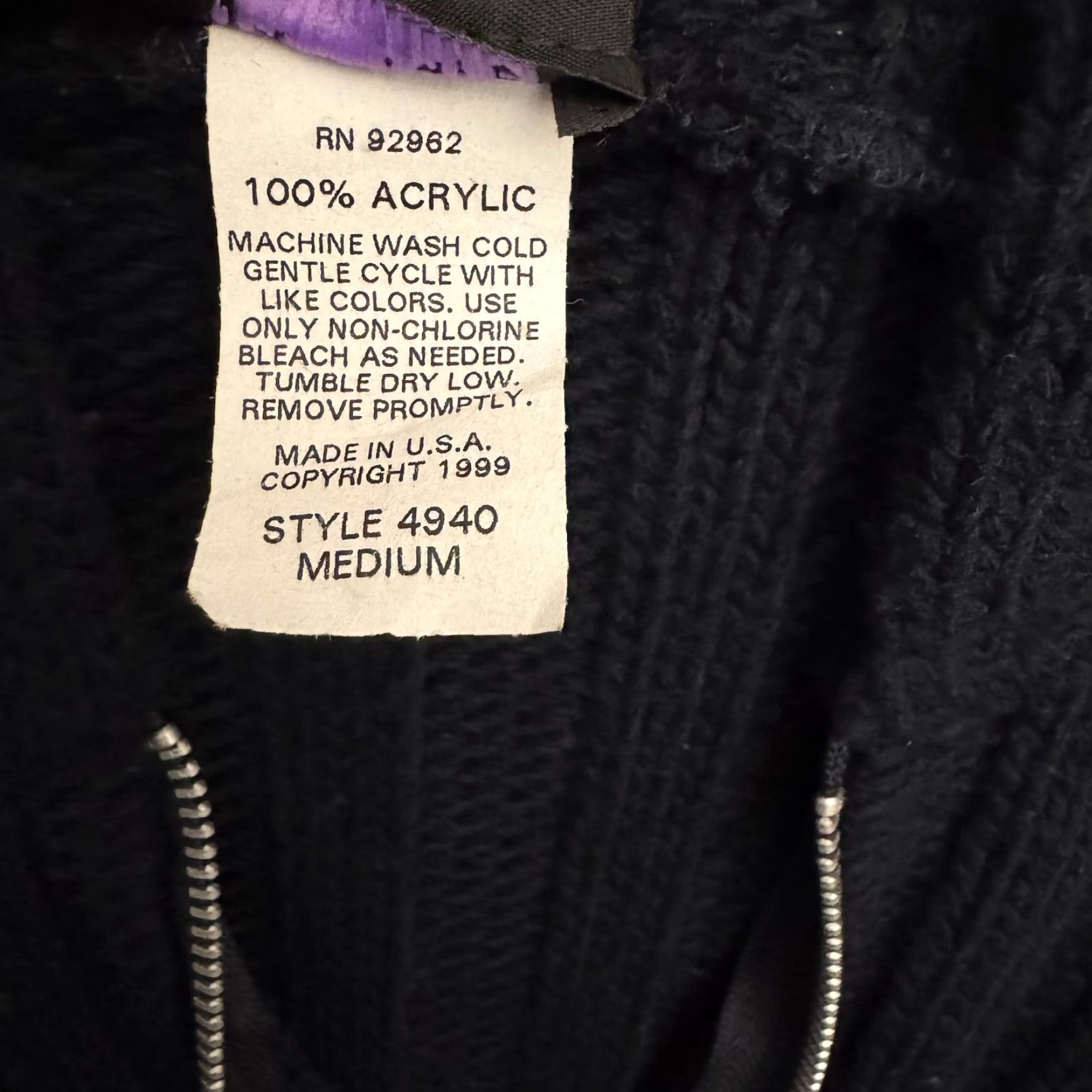 Vintage VINTAGE Juncture Hoodie Sweater Womens Medium Ribbed Knit 90s Y2K Goth 1/4 Zip Black Knit Sweater WomenM 90s Gothic Zip Pullover Size M / US 6-8 / IT 42-44 - 6 Thumbnail