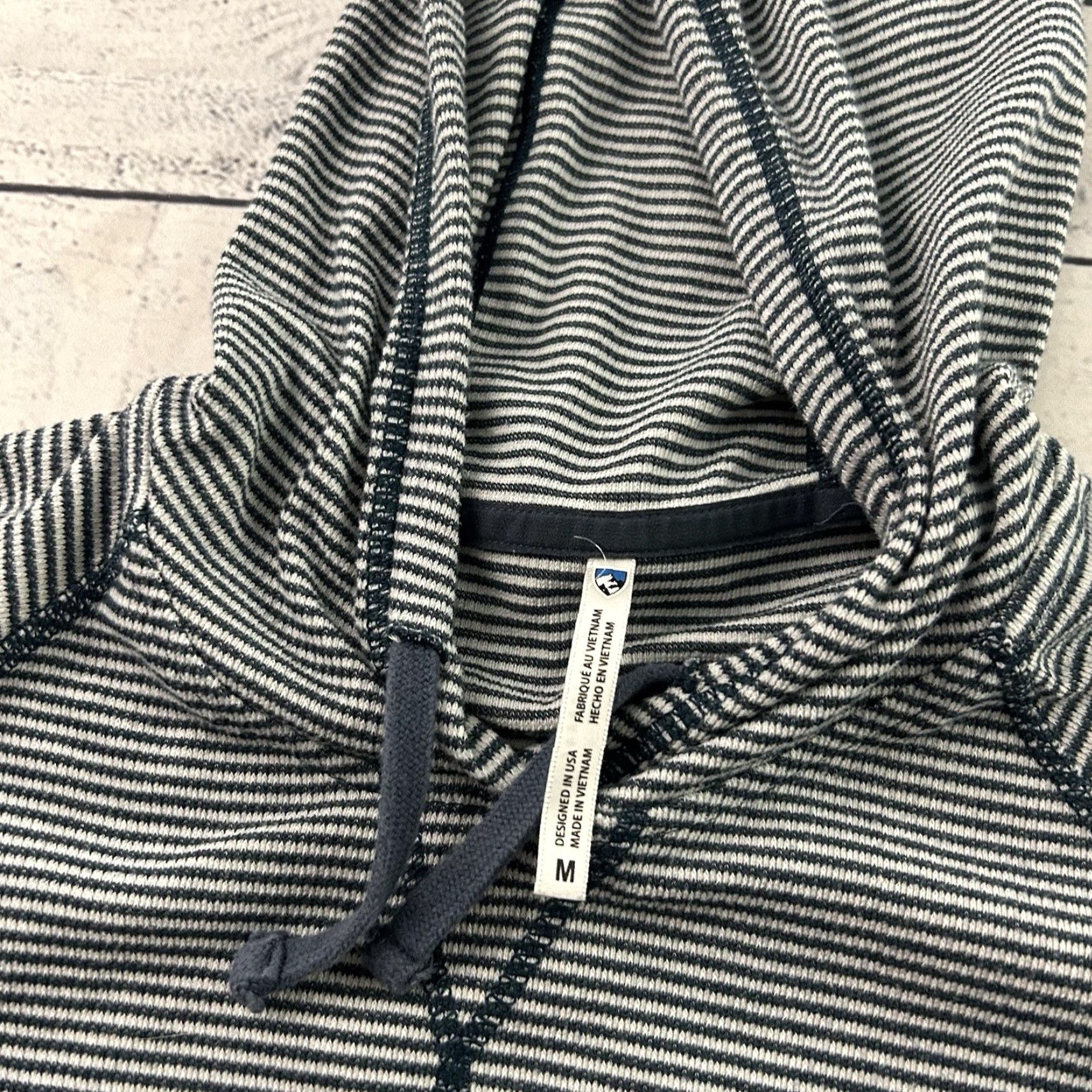 Vintage Kuhl Stria Pullover Striped Hoodie Women's Medium Blue Gray Size M / US 6-8 / IT 42-44 - 4 Thumbnail