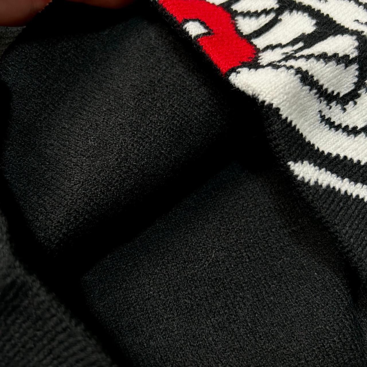 Japanese Brand Rare Angry Wolf Graphic Graphic No Cuff Knit Beanie Blk Hat Size ONE SIZE - 3 Thumbnail