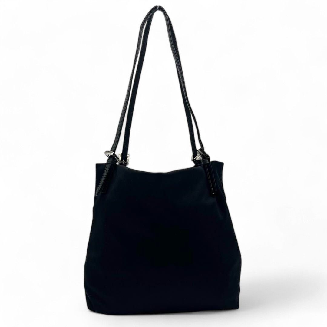 Fendi Fendi - Tote Handbag Jersey Black Leather FF Silver Size ONE SIZE - 2 Thumbnail