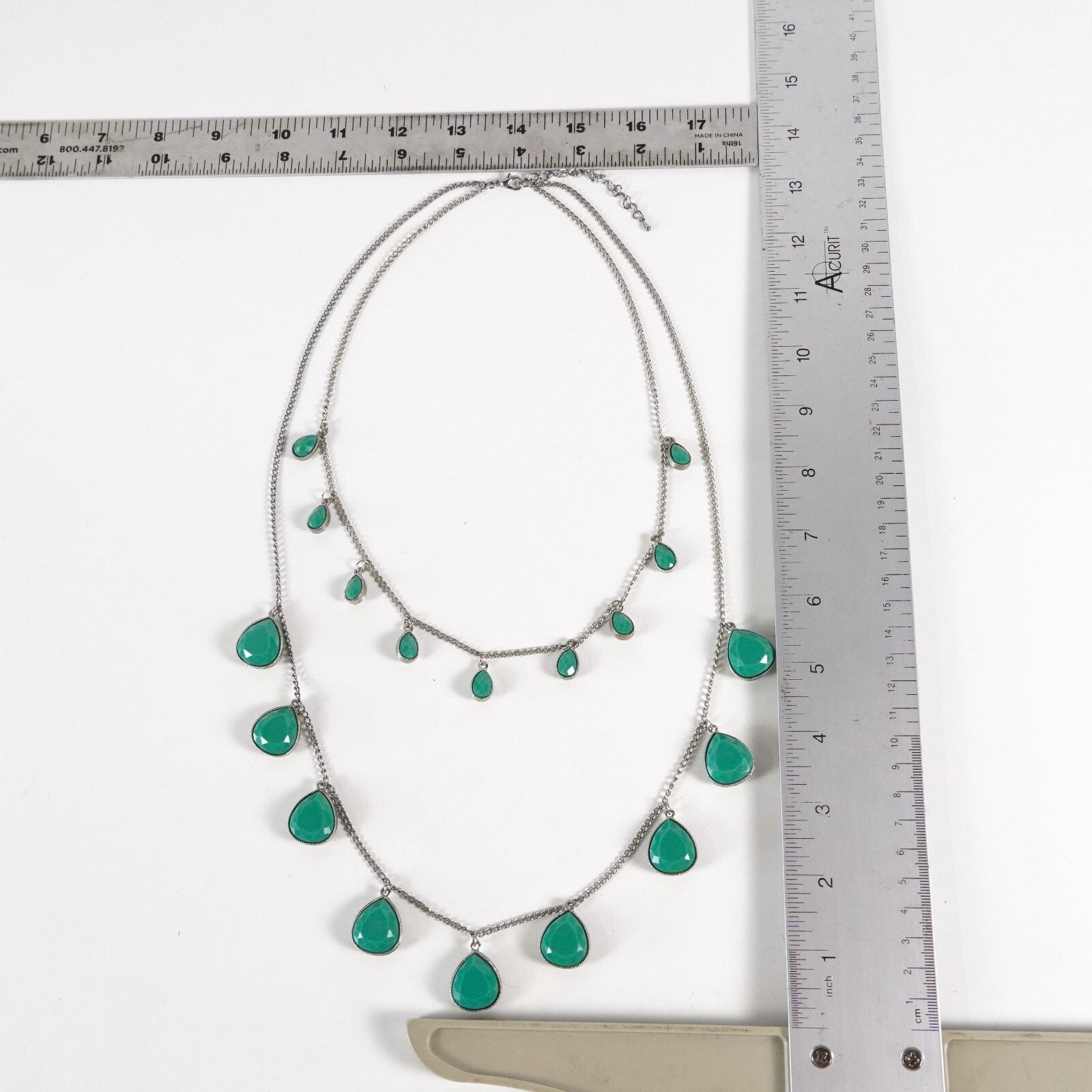 Other Vintage Silver & Green Stone Beaded Necklace Choker Jewelry Size ONE SIZE - 6 Thumbnail
