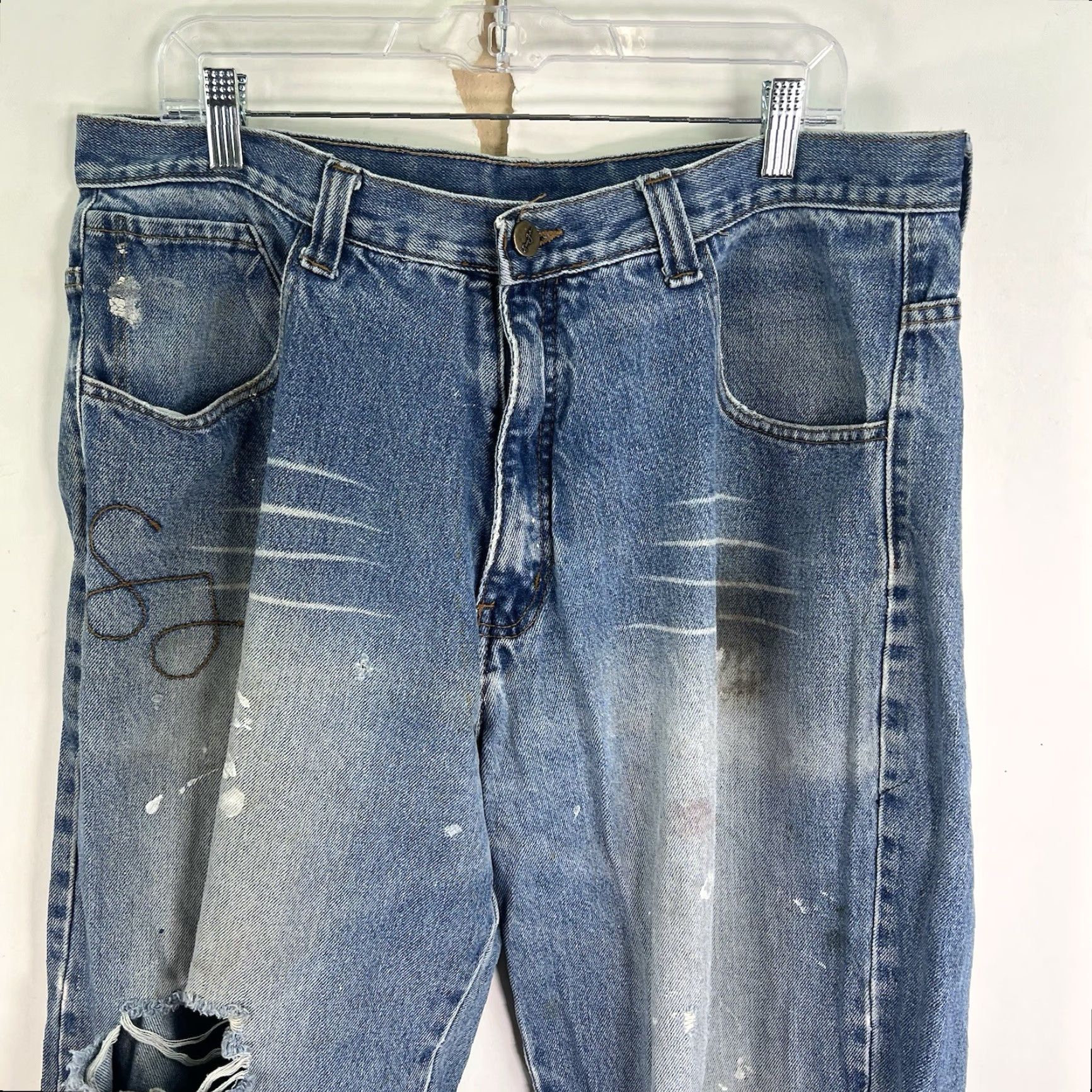 Sean John VINTAGE Sean John Jeans Distressed Straight Denim Men 40 Regular Inseam 31 Blue 90s Hip Hop Retrofit Size US 40 / EU 56 - 2 Thumbnail