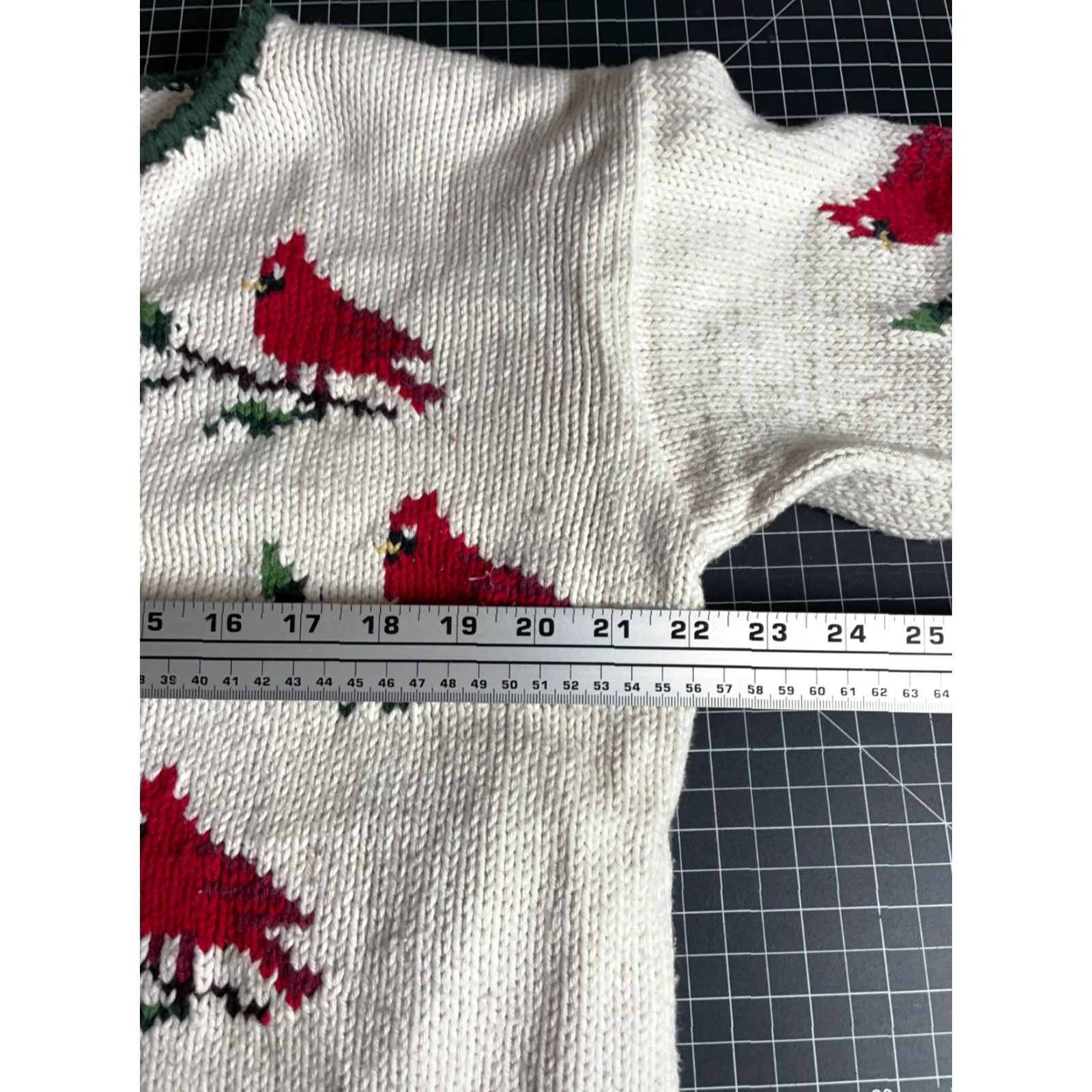 Vintage VINTAGE Leelanau Trail Cardigan Women's Large Ivory Cardinal Motif 100% Cotton Chunky Knit Long Sleeve Collared Mermaid? Size L / US 10 / IT 46 - 6 Thumbnail