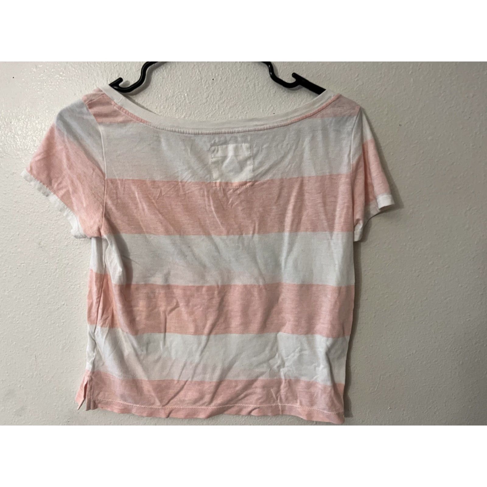 American Eagle Outfitters VINTAGE American Eagle Womens T-Shirt Short Sleeve 100% Cotton Pink Striped Size S Size S / US 4 / IT 40 - 2 Thumbnail