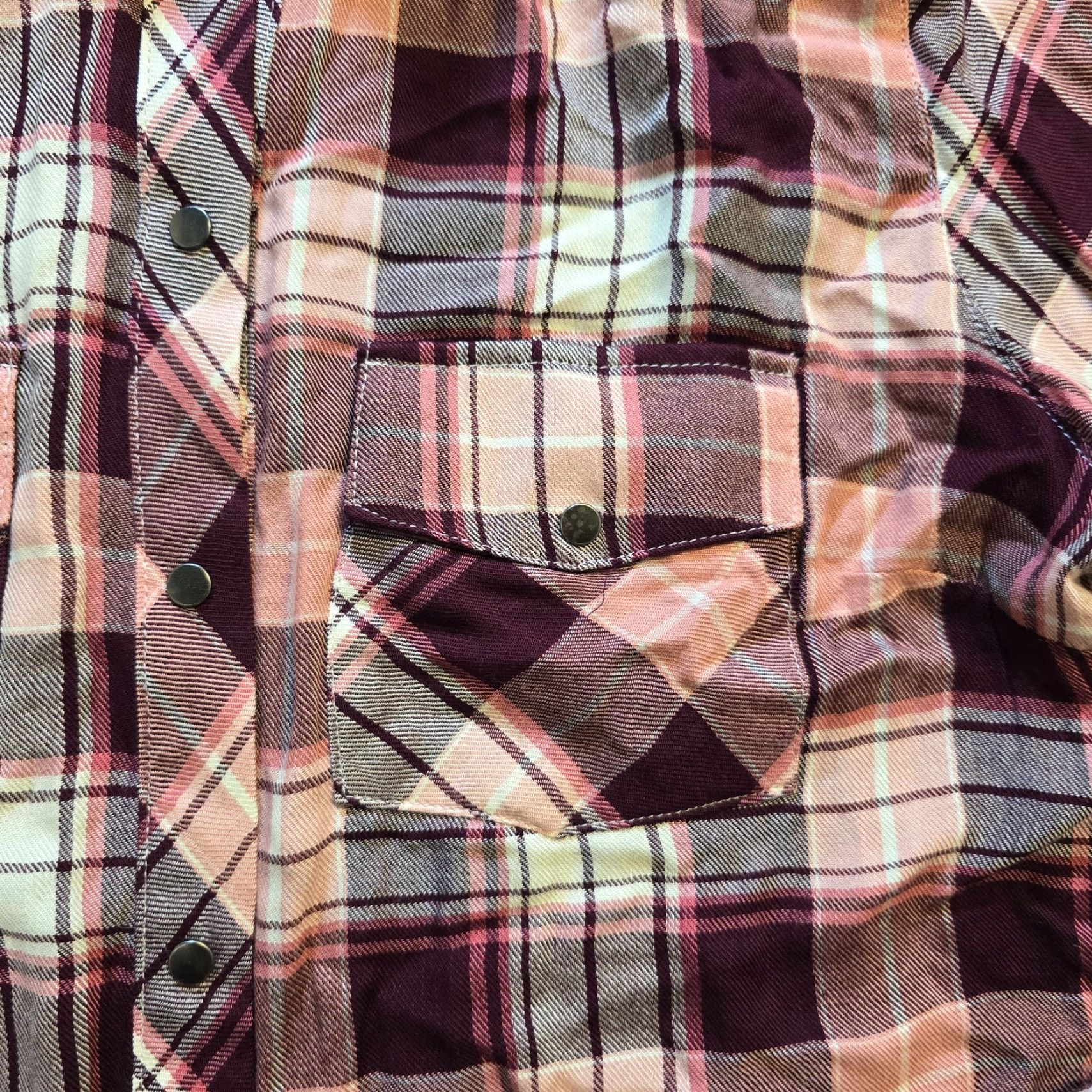 Vintage KUT from the Kloth Top Womens Medium Pink Burgundy Plaid Snap Button Casual Shirt Size M / US 6-8 / IT 42-44 - 4 Thumbnail