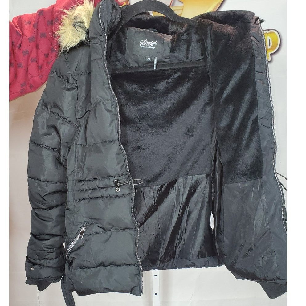Other Special One Black Puffer Coat Hood Women’s Large Size L / US 10 / IT 46 - 4 Thumbnail