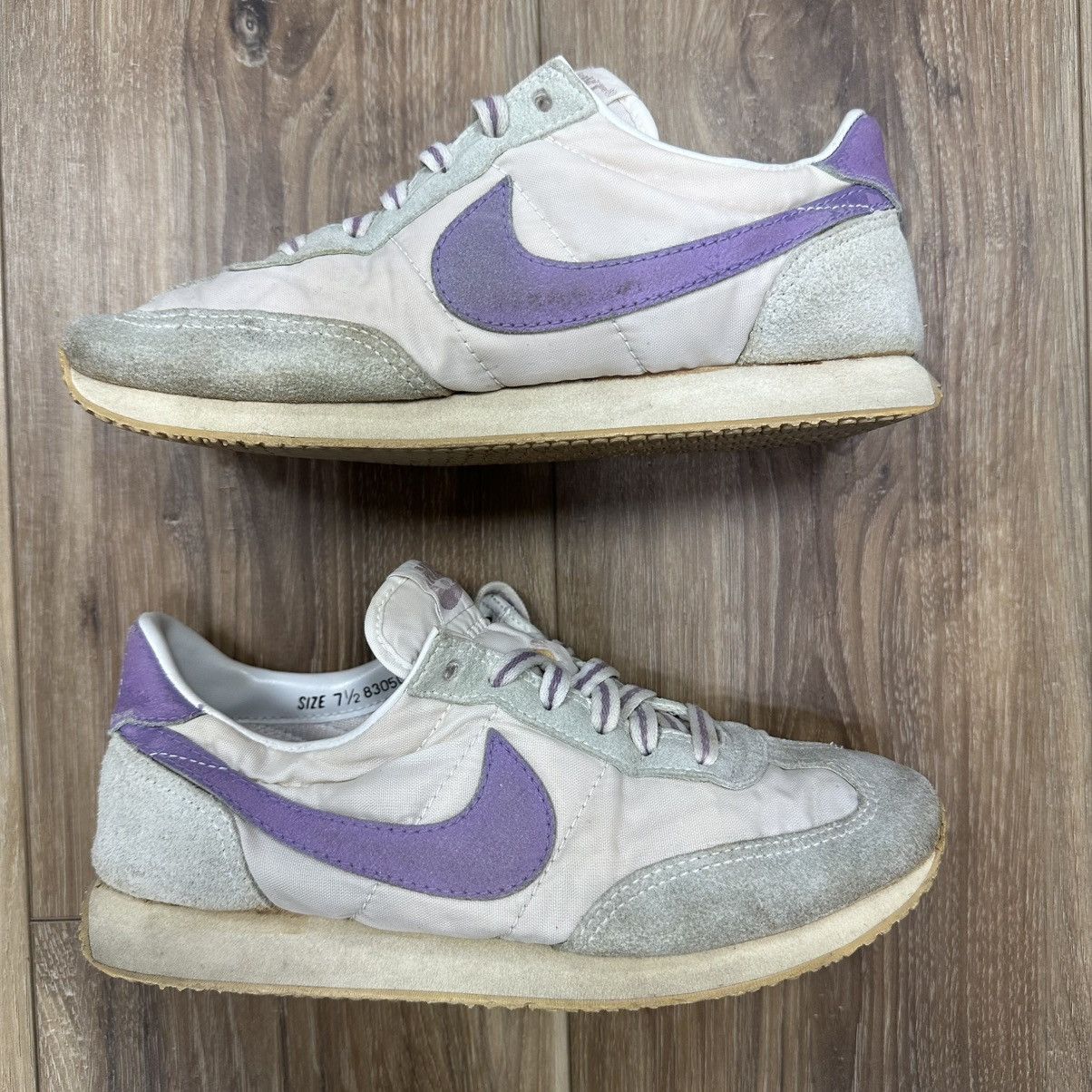 Nike Vintage 80s 1983 Nike Spirit Sneaker Shoes, White/Lilac, 7.5 Size US 7.5 / IT 37.5 - 2 Thumbnail