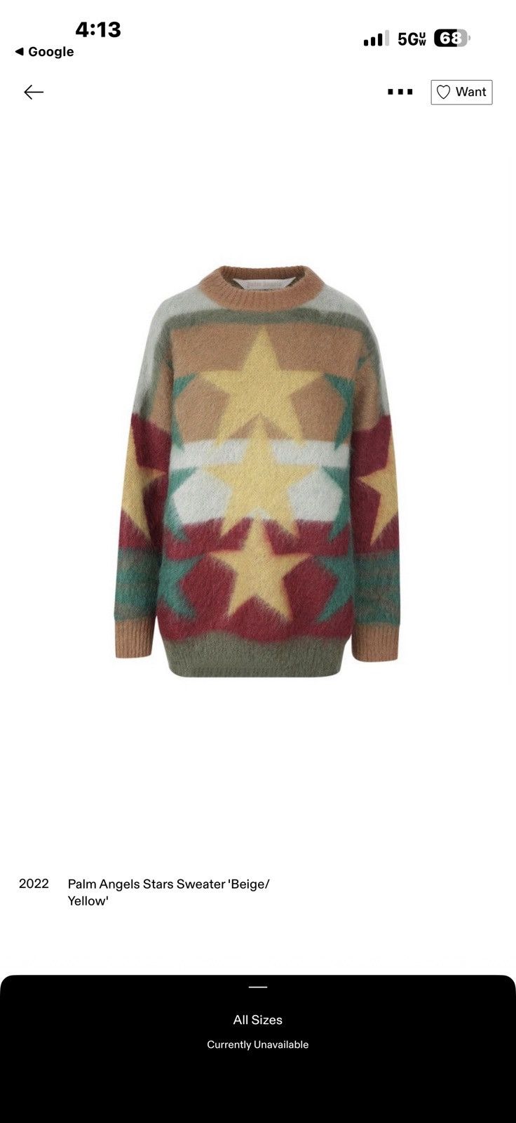 Palm Angels 🧥 Palm Angels Stars Mohair Sweater (Size MED) – SOLD OUT 🔥 Size US M / EU 48-50 / 2 - 7 Thumbnail