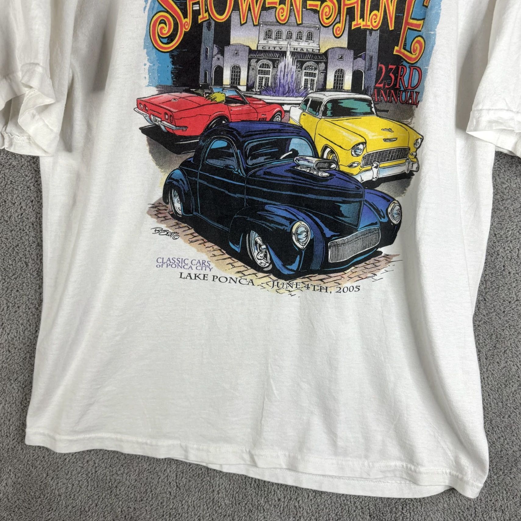 Hanes VINTAGE Show-N-Shine Shirt Mens Large White 2005 Car Show Graphic Tee Hanes Size US L / EU 52-54 / 3 - 4 Thumbnail