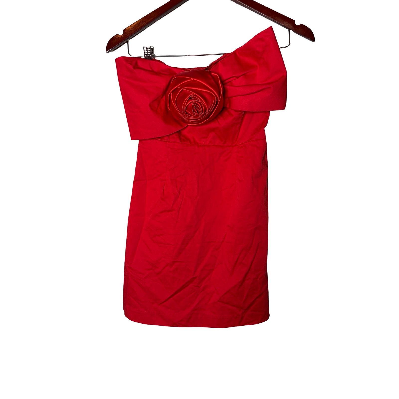 Hutch Hutch Strapless Red Mini Dress with Bow & Rose Detail Sz XS Size XS / US 0-2 / IT 36-38 - 2 Thumbnail