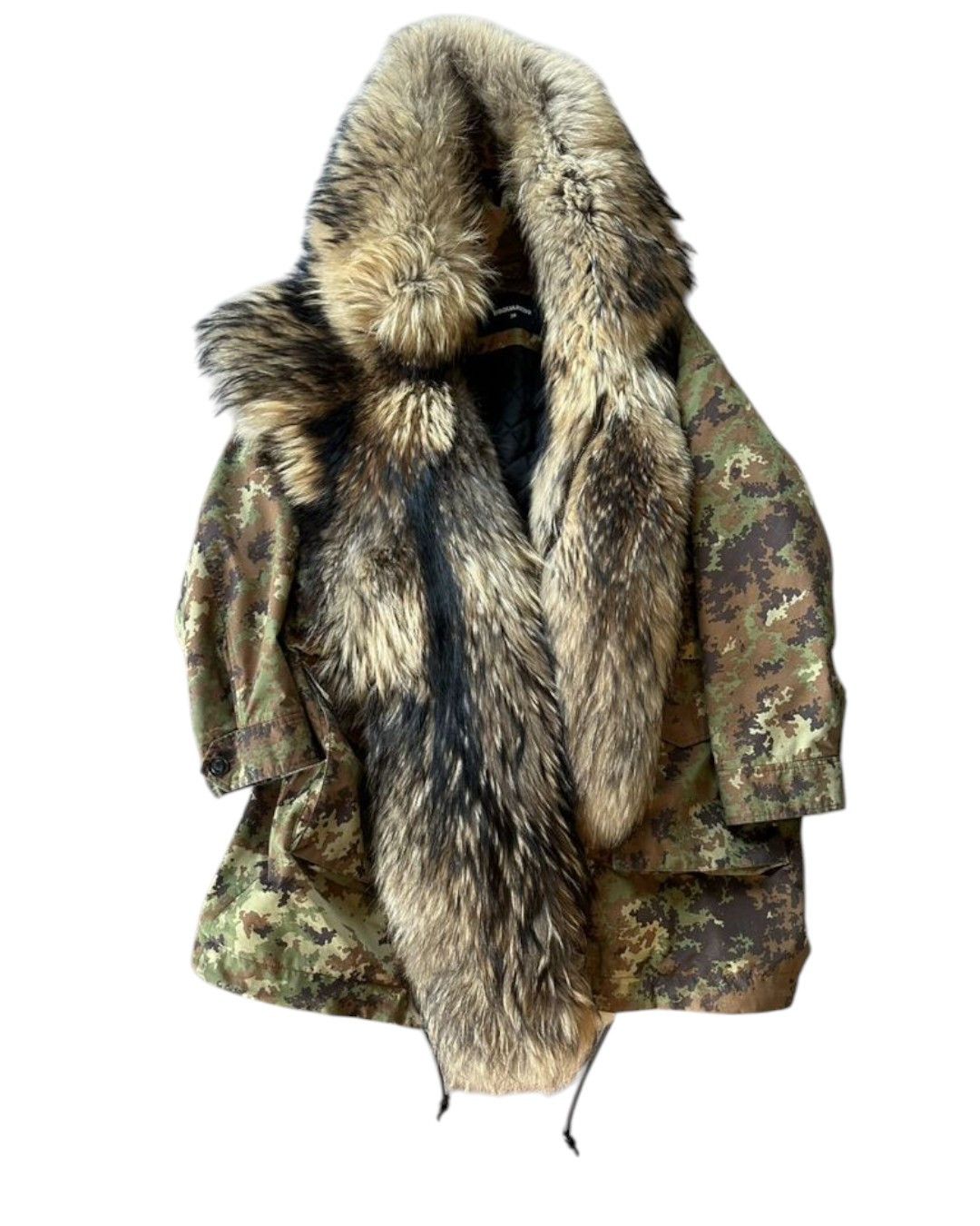 Dsquared2 F/W 2016 RUNWAY RACCOON FUR CAMO COAT Size S / US 4 / IT 40 - 2 Thumbnail