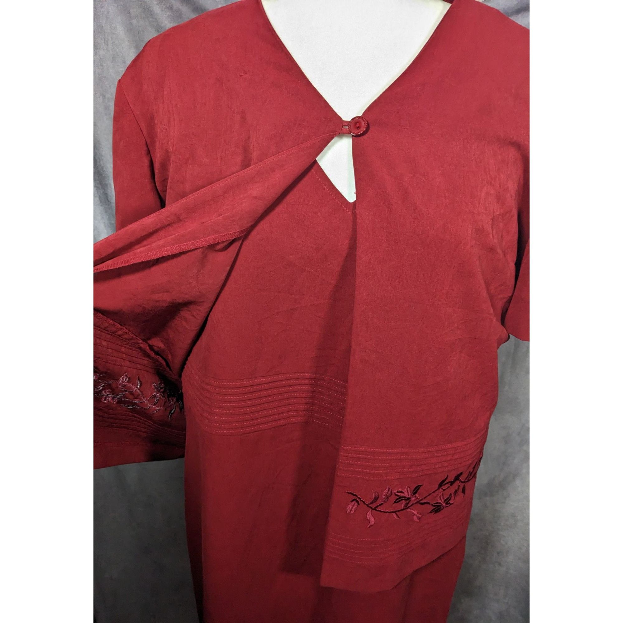 Other Vintage Melissa Harper Red Floral Embroidered Dress And Jack Size XL / US 12-14 / IT 48-50 - 9 Thumbnail