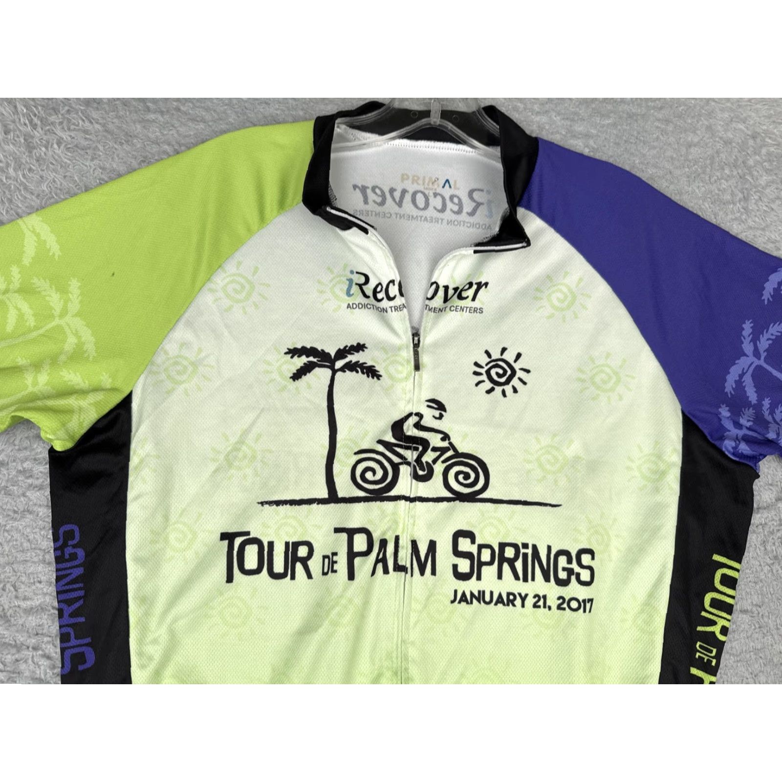 Vintage Primal Cycling Jersey Mens Large Green Purple Tour De Palm Springs 2017 Shirt Size US M / EU 48-50 / 2 - 4 Thumbnail