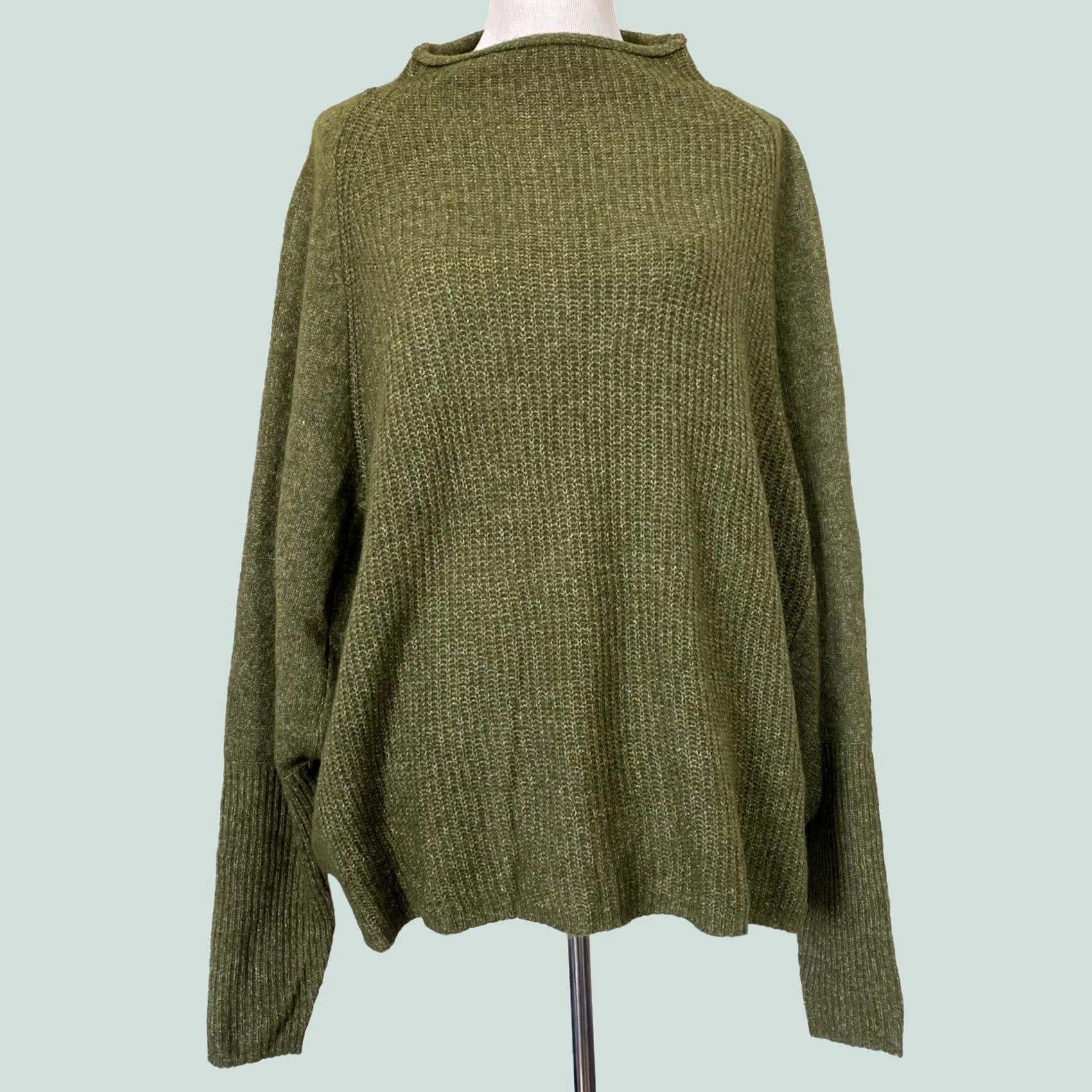 Vintage Able Women’s Sweater Heather Green Slouchy Pullover Mock Neck 1X Womens Pullover Sweater Green 1X Size XL / US 12-14 / IT 48-50 - 1 Thumbnail