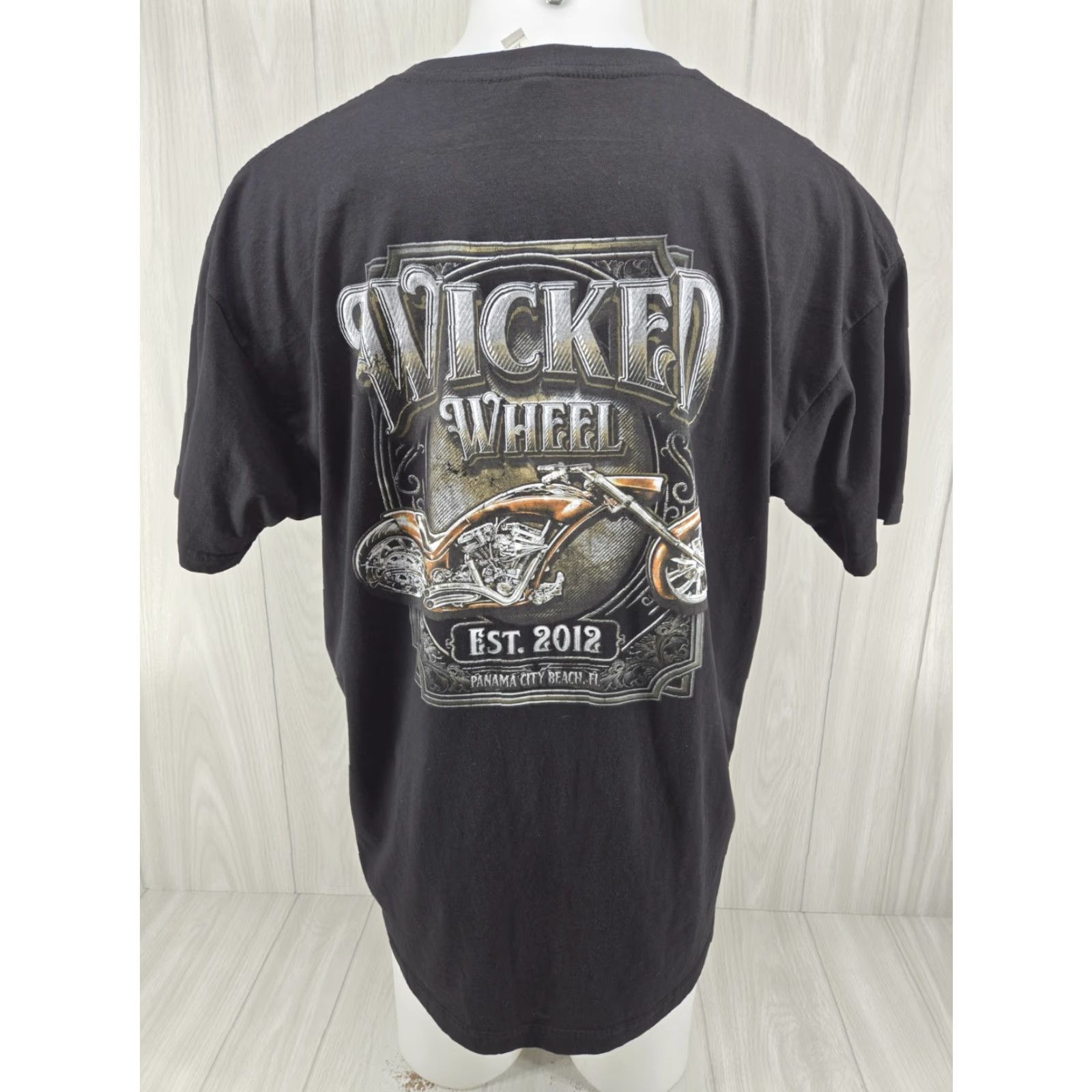 Vintage Wicked Wheel Motorcycle Panama City Beach Shirt Men Black XL Size US XL / EU 56 / 4 - 2 Thumbnail