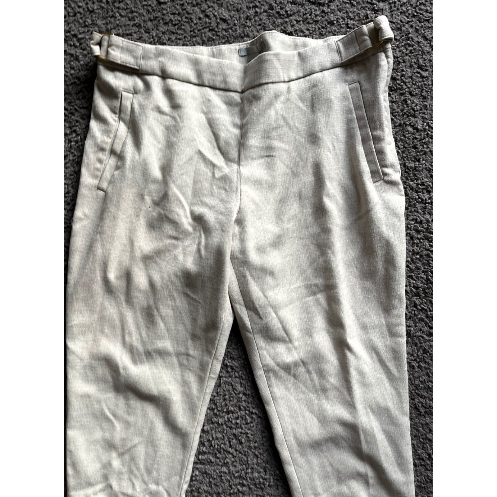 H&M H&M Pants Womens 12 Beige High Rise Side Zip Trousers Casual Classiccore Preppy Size 34" / US 12 / IT 48 - 2 Thumbnail