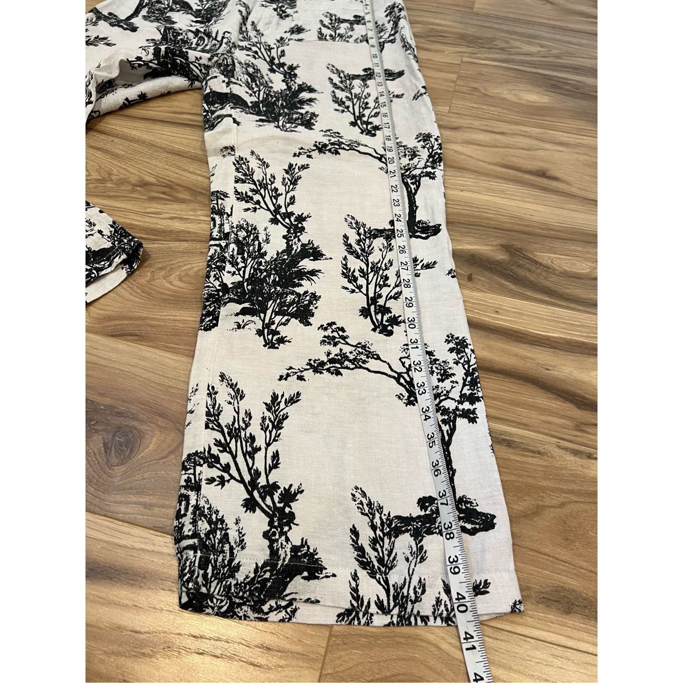 Joie Joie NWT Pants Wide Leg Linen Tree Printed Ivory/Black Pocke Size 32" / US 10 / IT 46 - 8 Thumbnail