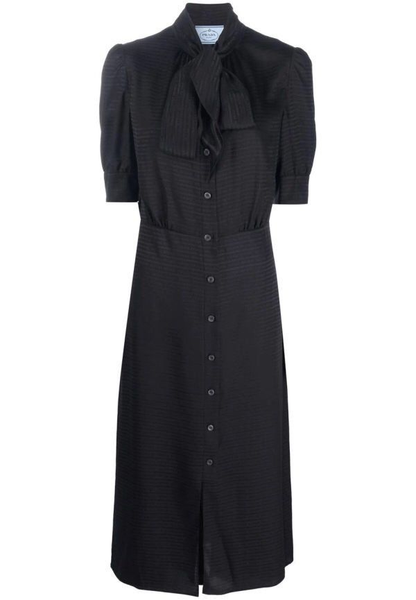 Prada PRADA x Raf Simons F/W 2022 Silk Jacquard Logo Dress IT 44 Size M / US 6-8 / IT 42-44 - 5 Thumbnail