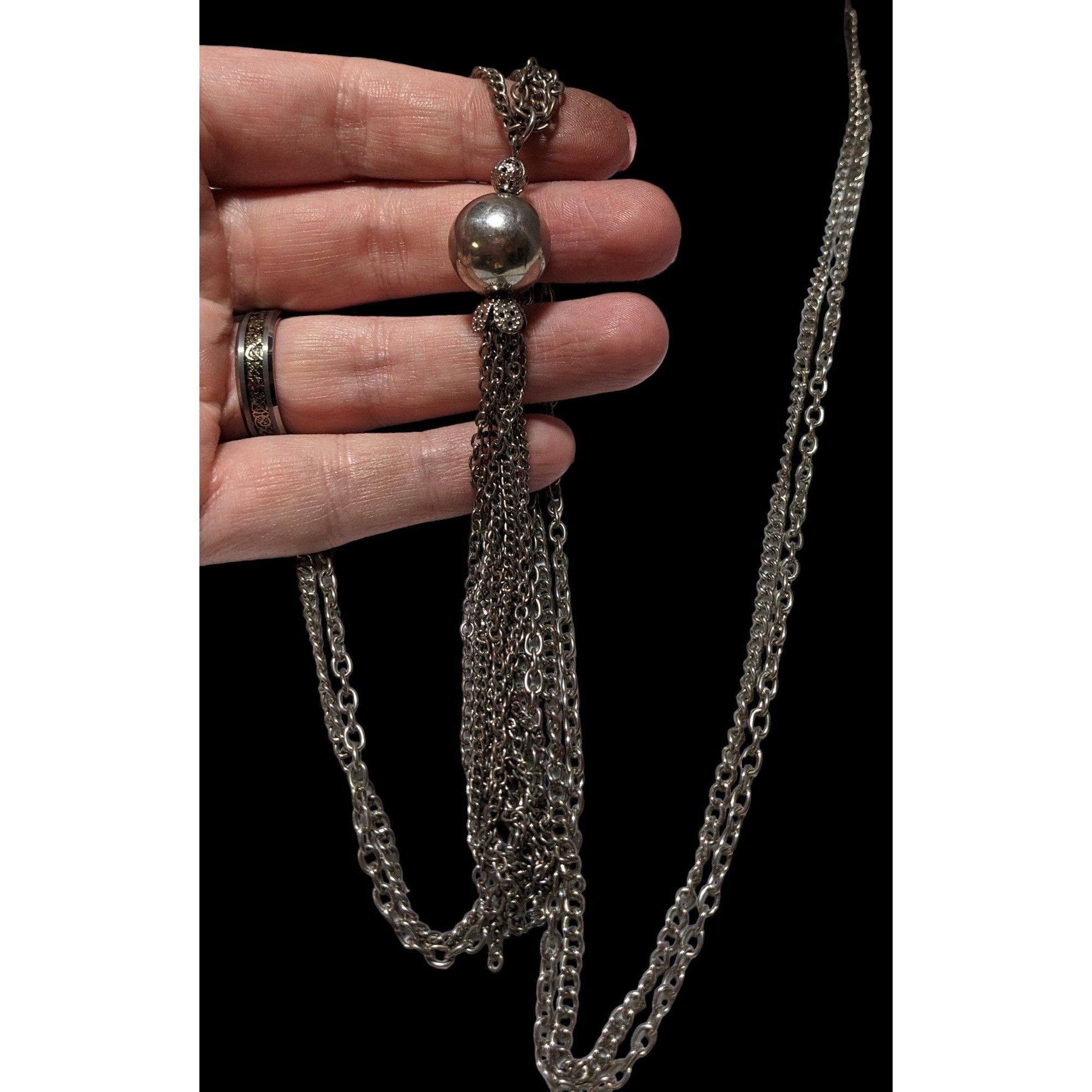 Other Silver Chain Tassel Necklace Size ONE SIZE - 2 Thumbnail