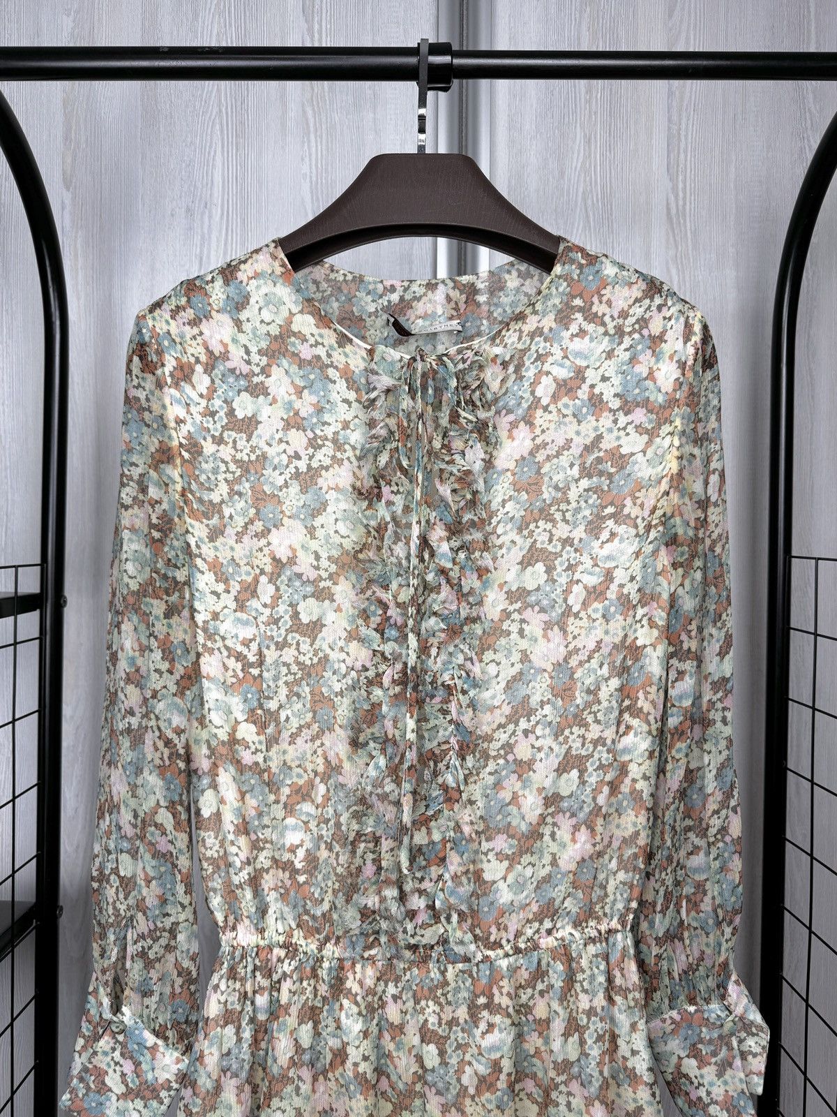 Stella McCartney Stella McCartney Ruffled Floral Silk Georgette Mini Dress Size S / US 4 / IT 40 - 3 Thumbnail