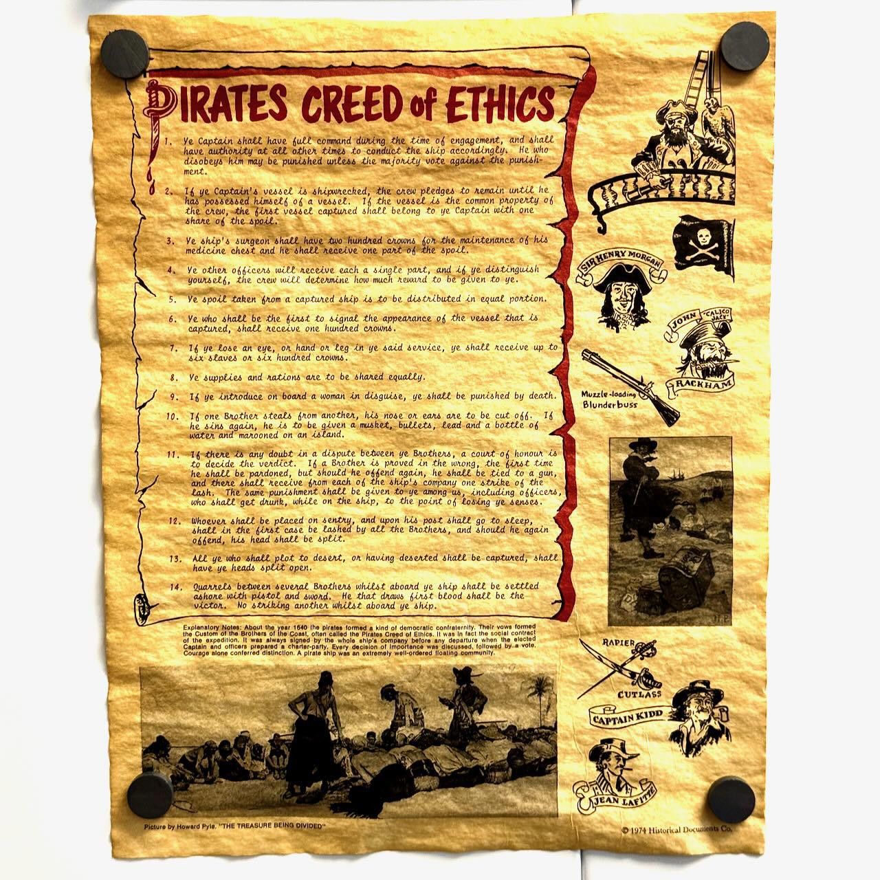 Designer 2 Pirate Scrolls Creed of Ethics & Weapons Guide 1970s Size ONE SIZE - 2 Thumbnail