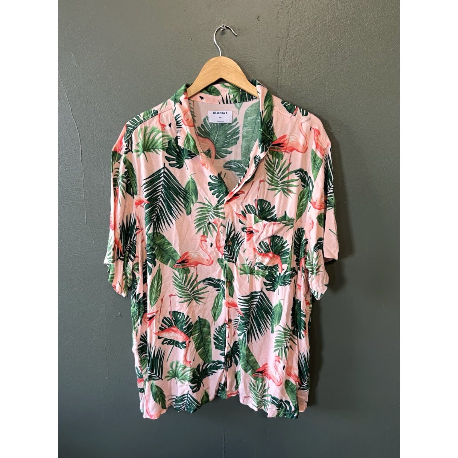 Old Navy Old Navy Shirt Mens Pink Short Sleeve Button-Up Flamingo Pattern 2XL Size Size US XXL / EU 58 / 5 - 2 Thumbnail