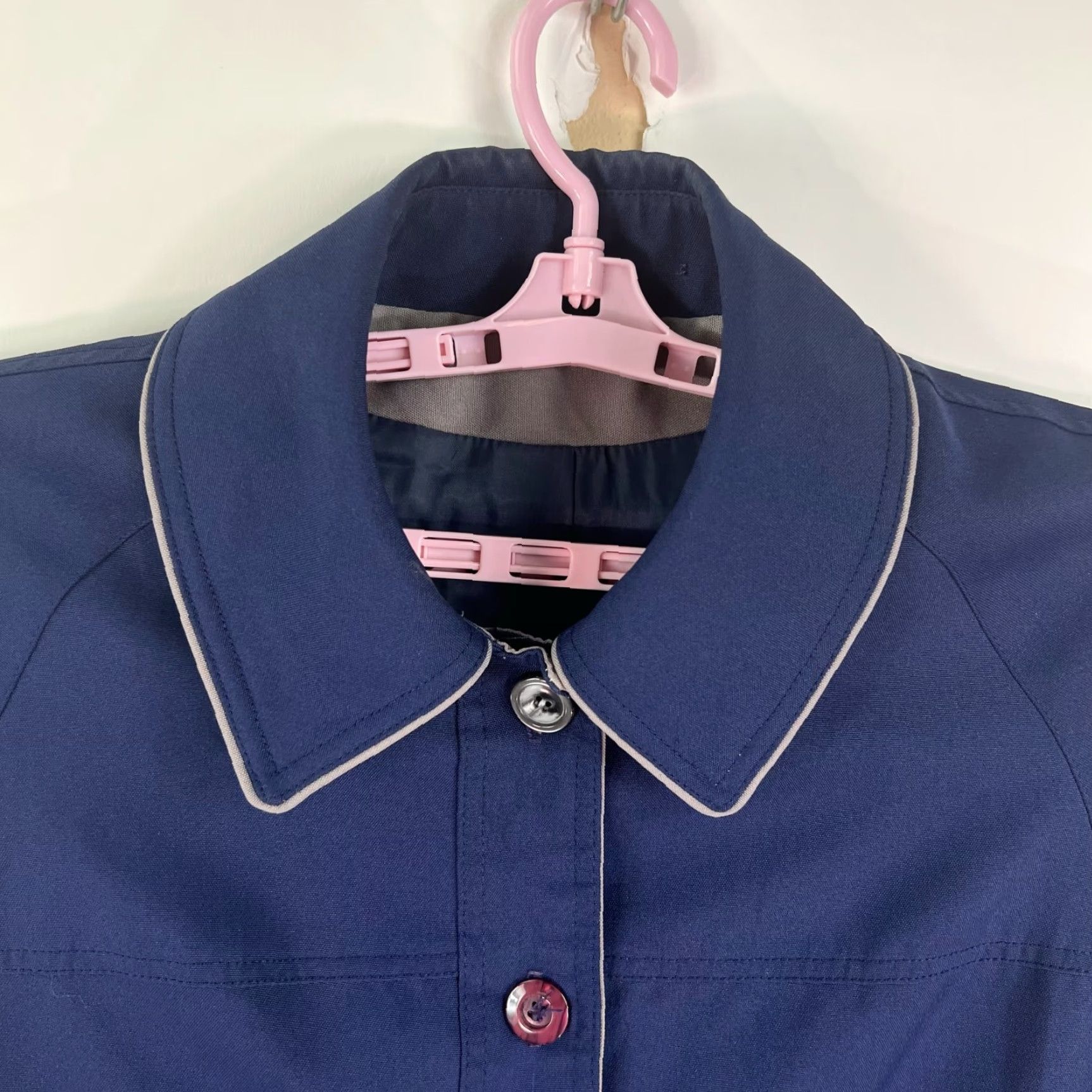 Vintage VINTAGE Windsor Bay Jacket Woman M Blue Pockets ILGWU 60s Cotton Knit Lining Polyester Spring Summer 60s Womens jacket Size M / US 6-8 / IT 42-44 - 2 Thumbnail