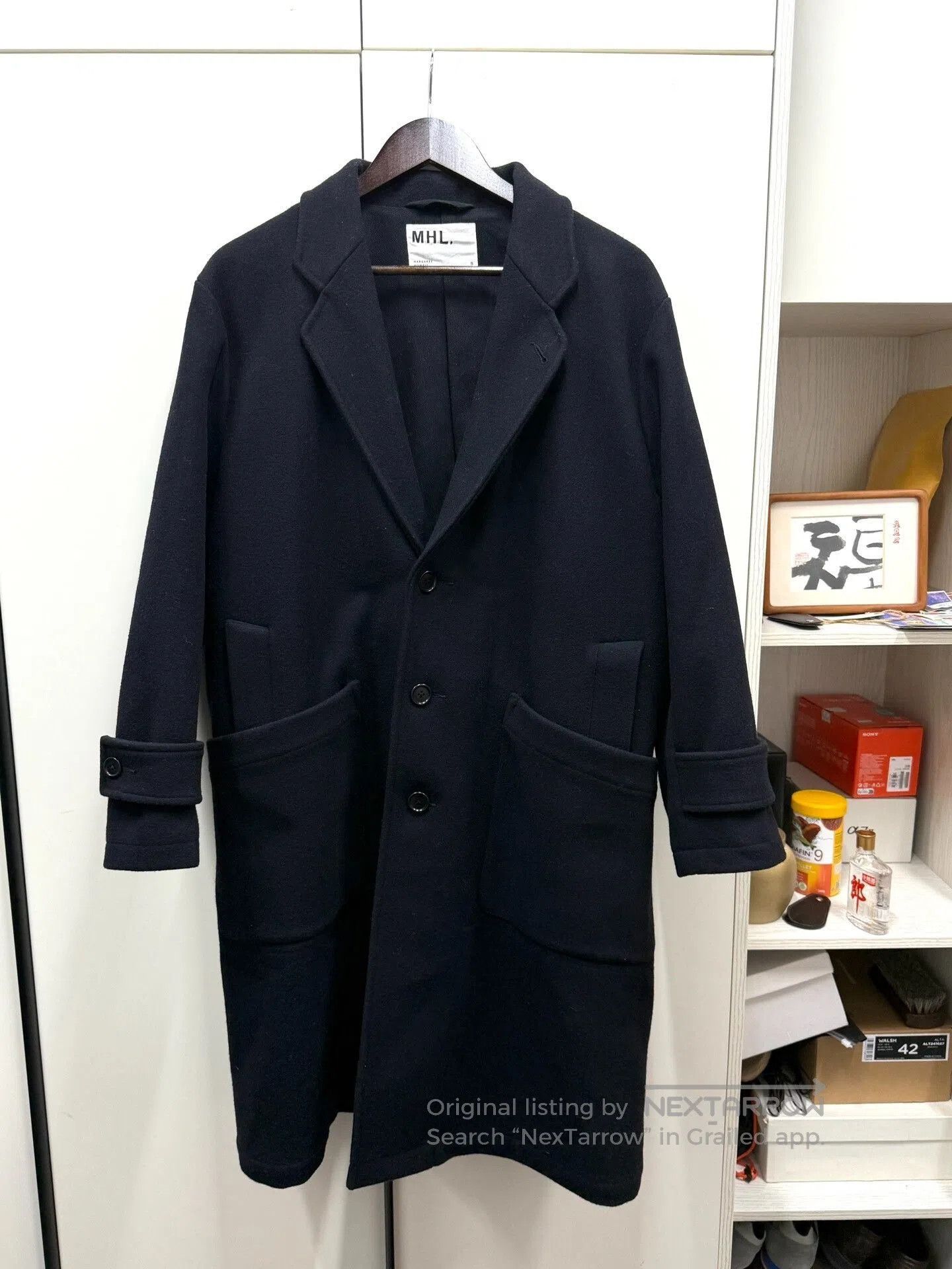 Japanese Brand MHL French Retro Deep Blue Wool Coat. Size US S / EU 44-46 / 1 - 1 Thumbnail